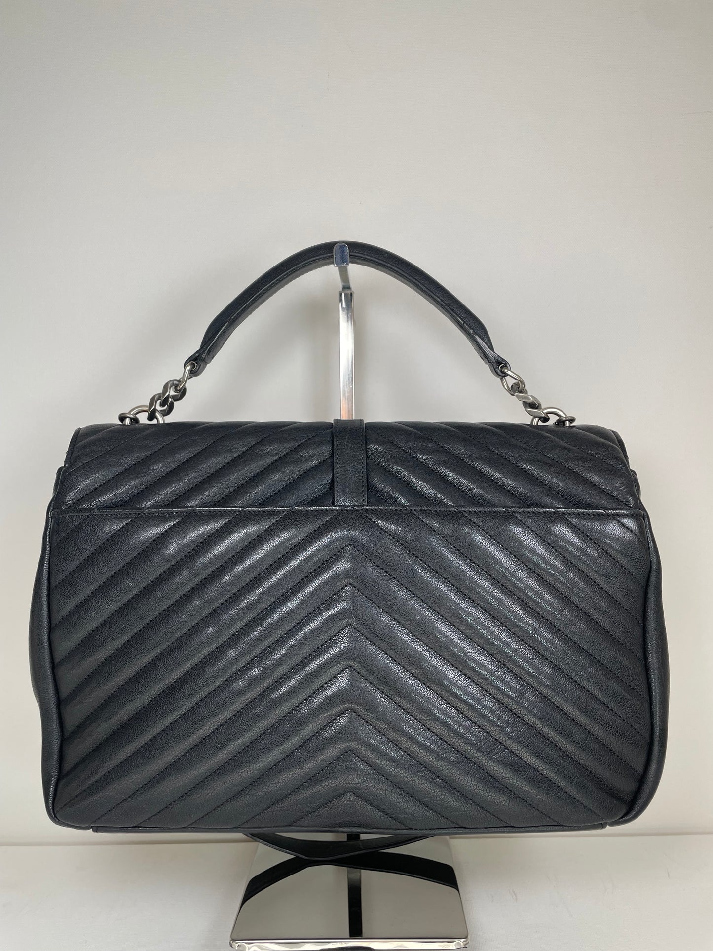 Preloved Saint Laurent Matelasse Chevron Monogram College Bag, Large
