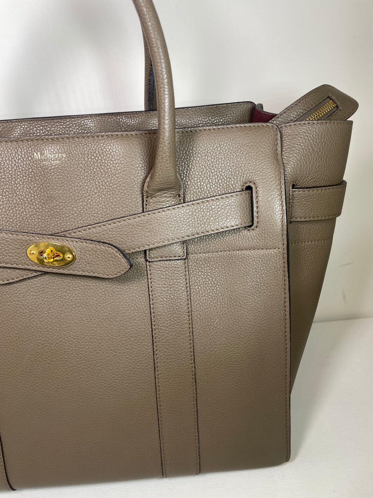 Preloved Mulberry Classic Grain Zipped Bayswater Bag, Large