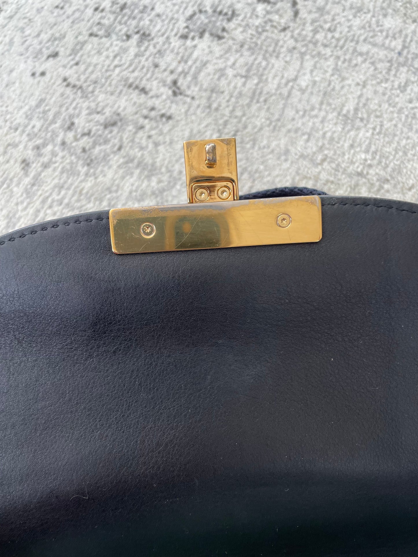 Preloved Gucci GG Supreme Monogram Saddle Lock Messenger Shoulder Bag, Small