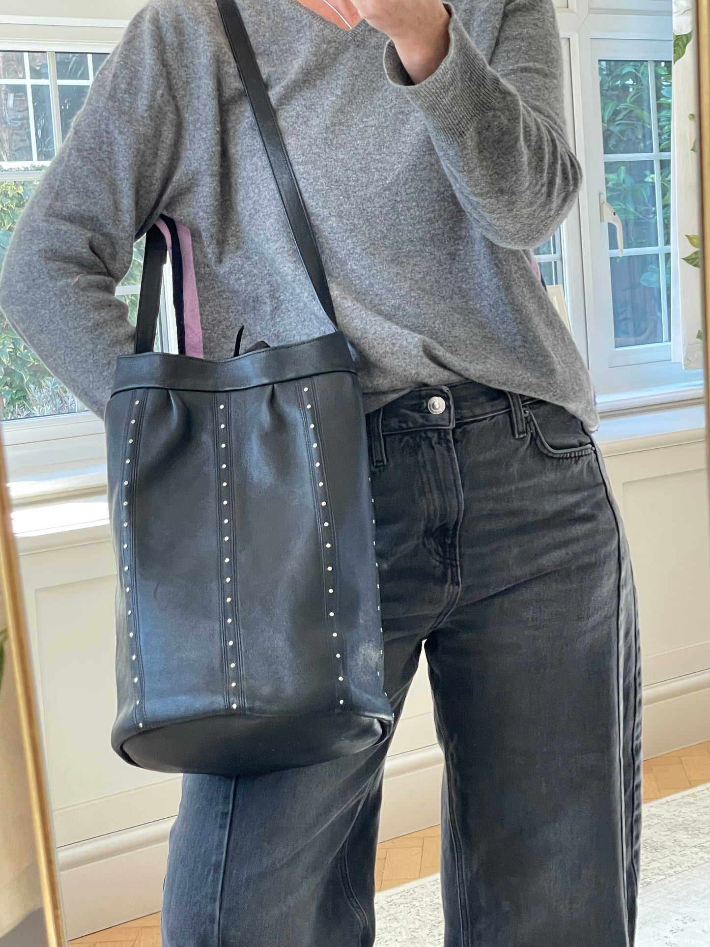 Preloved Celine Studded Shoulder Bucket Bag