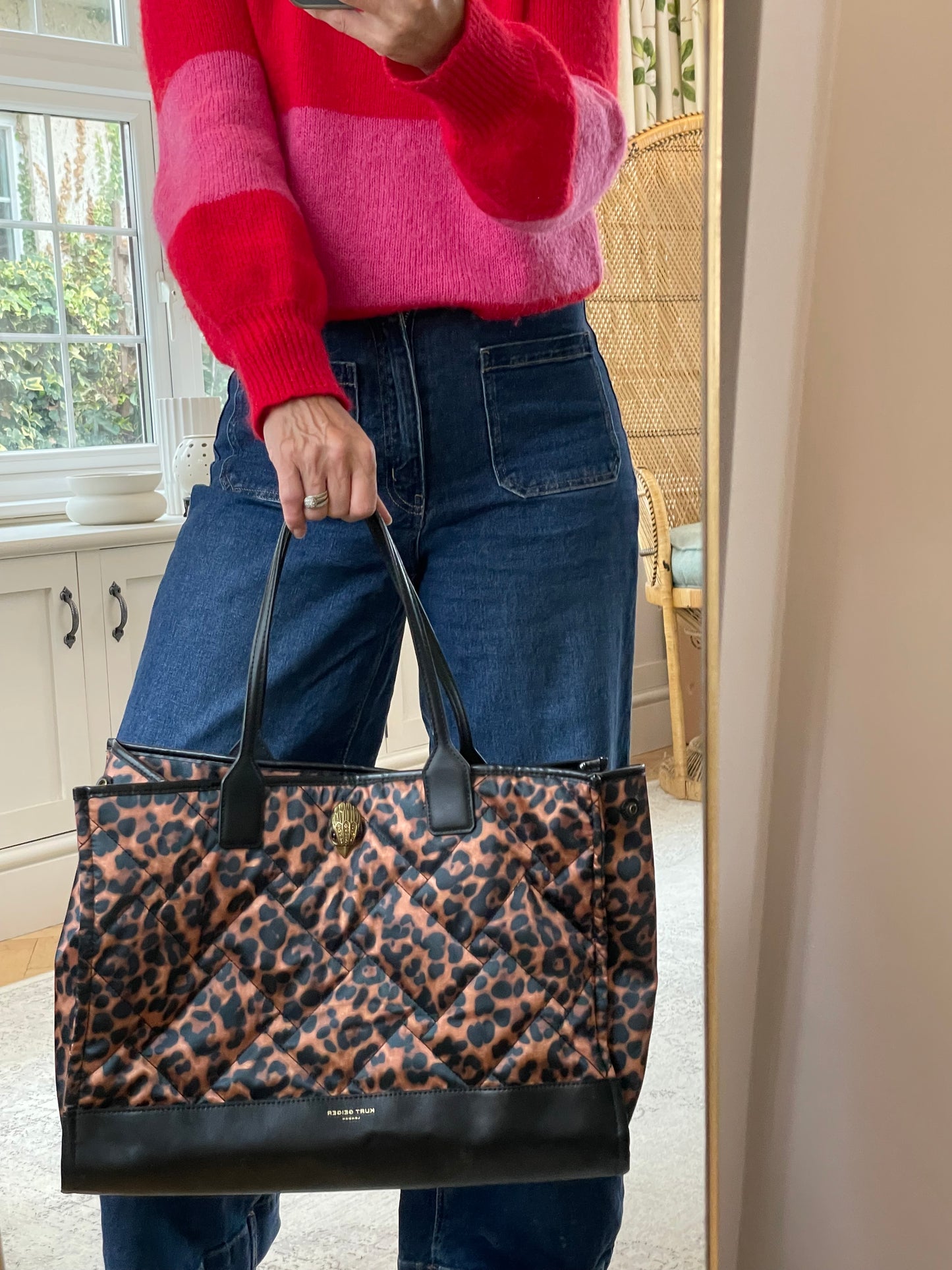 Preloved Kurt Geiger Leopard Print Shopping Tote Bag