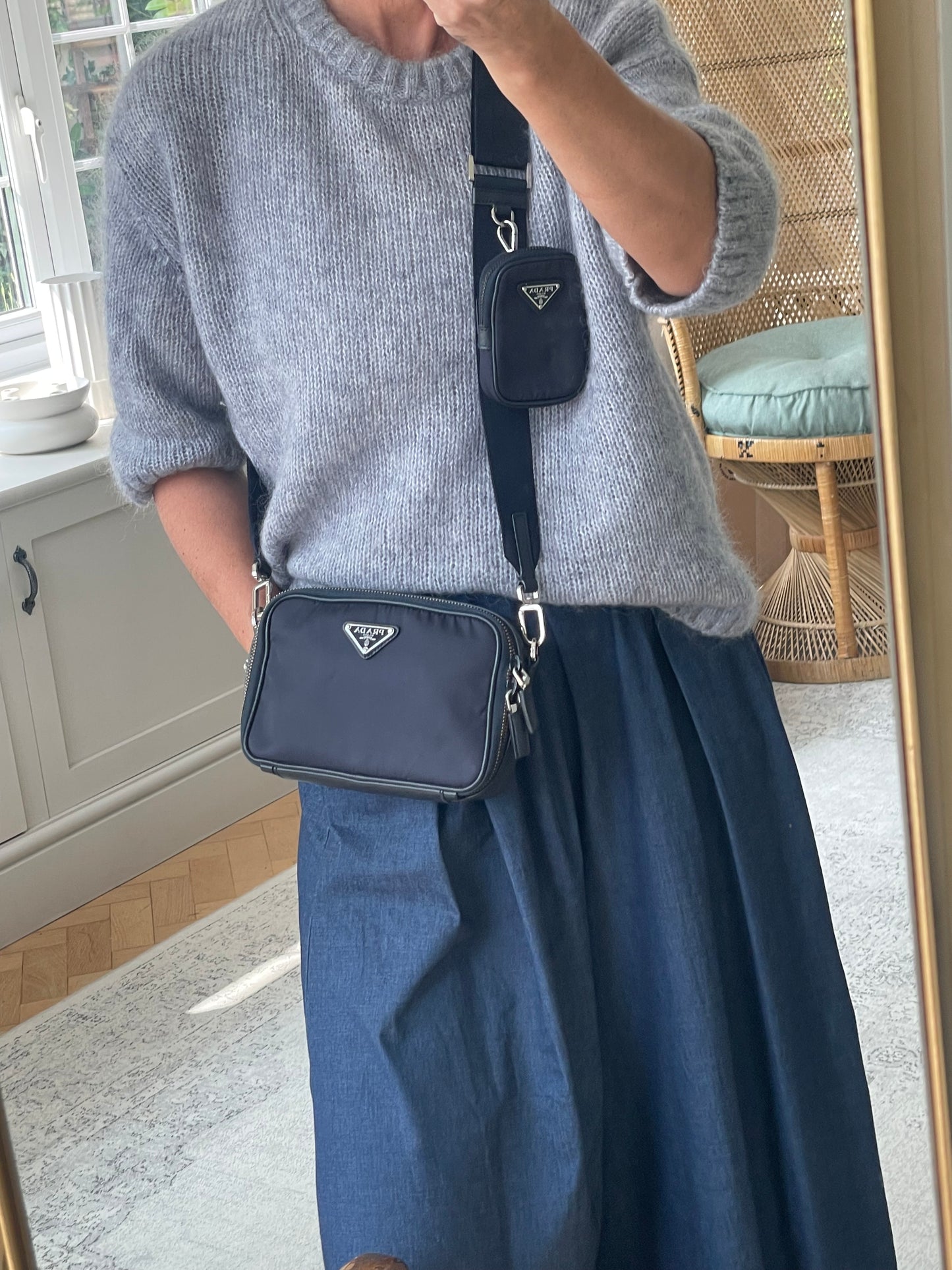 Preloved Prada Re-Nylon and Saffiano leather crossbody camera bag