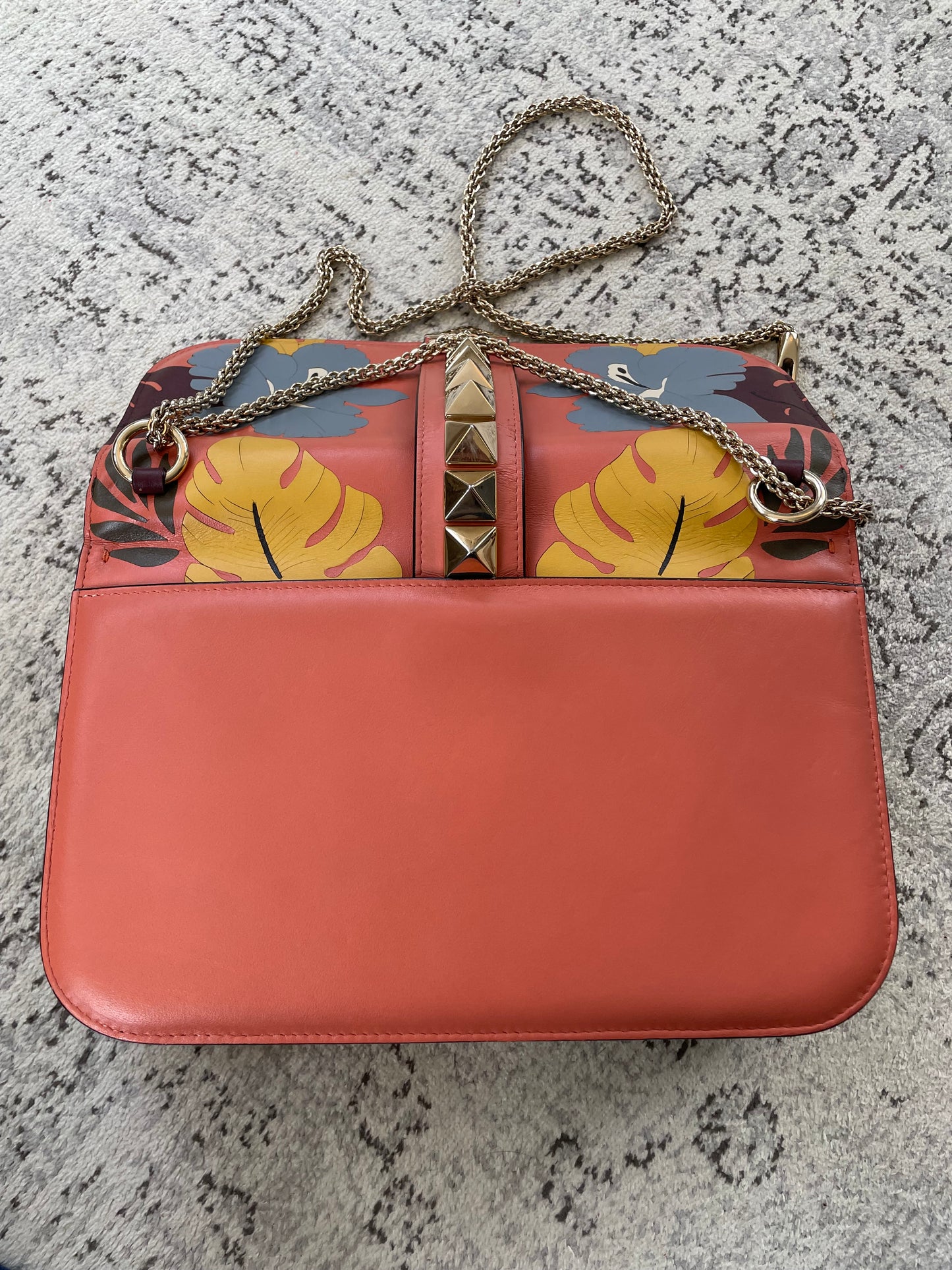 Preloved Valentino Garavani, Vitello Floral Glam Lock Rockstud Flap bag, Medium
