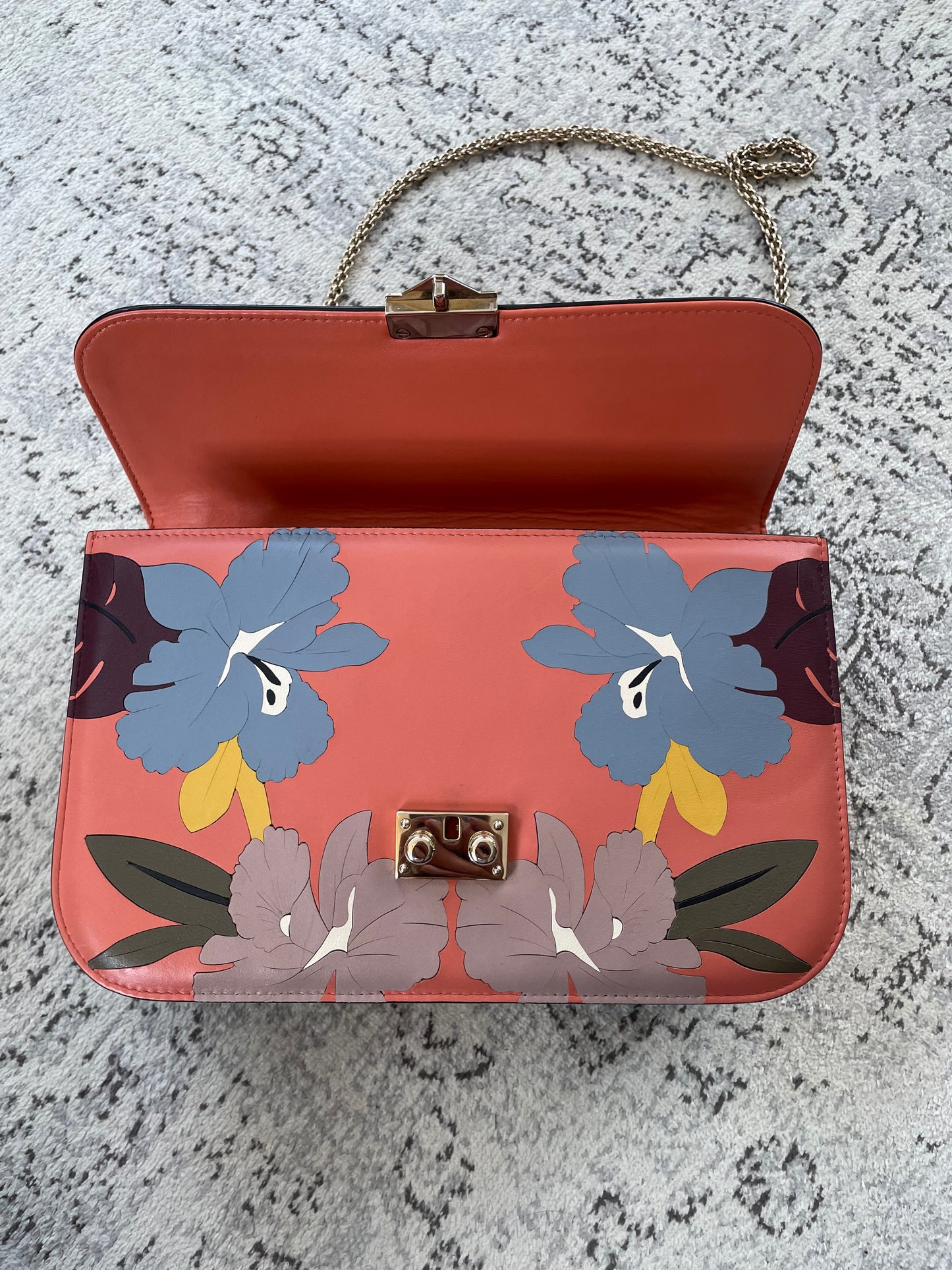 Preloved Valentino Garavani, Vitello Floral Glam Lock Rockstud Flap bag, Medium