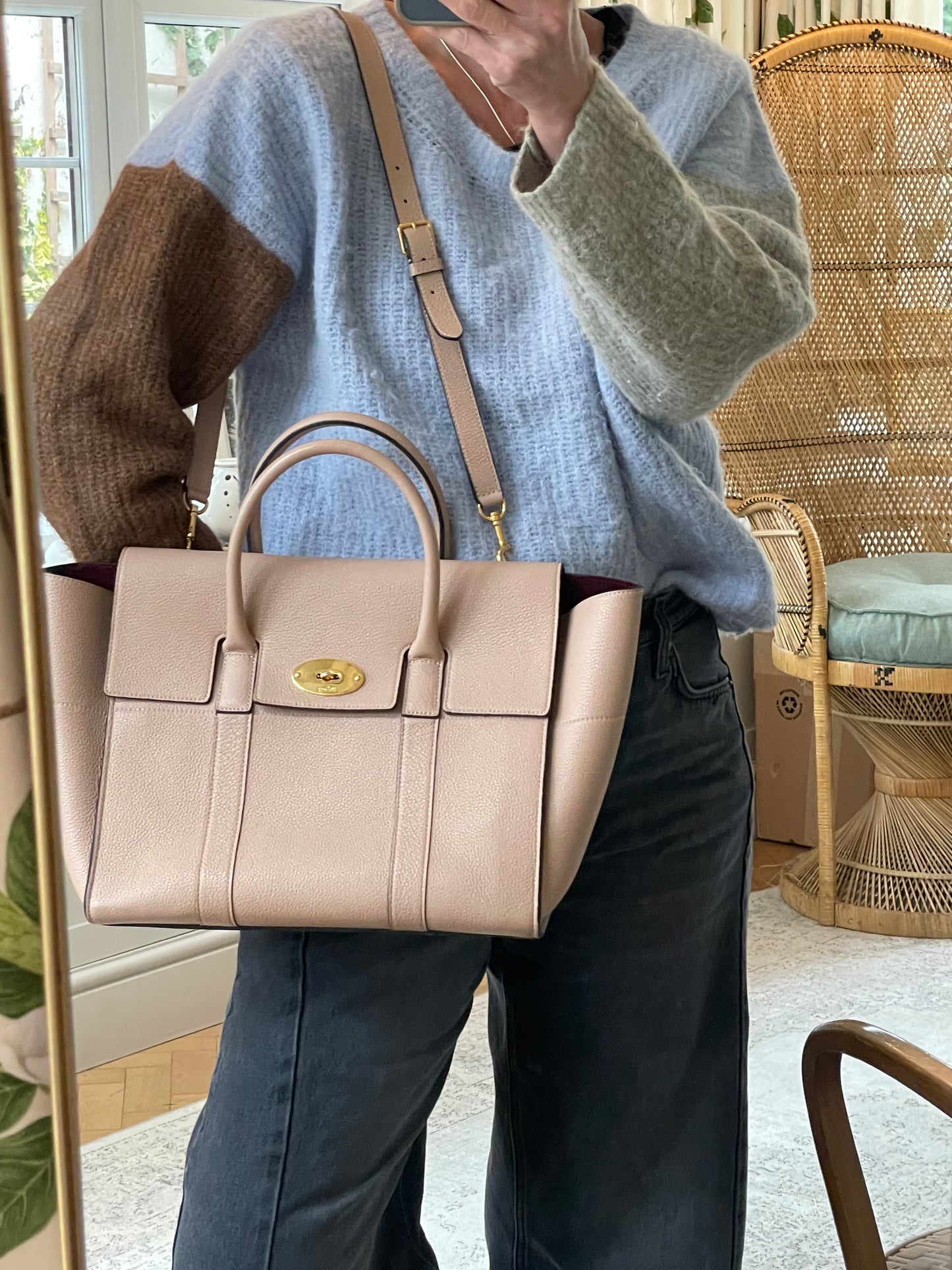 Preloved Mulberry Bayswater Tote Bag with Long Strap