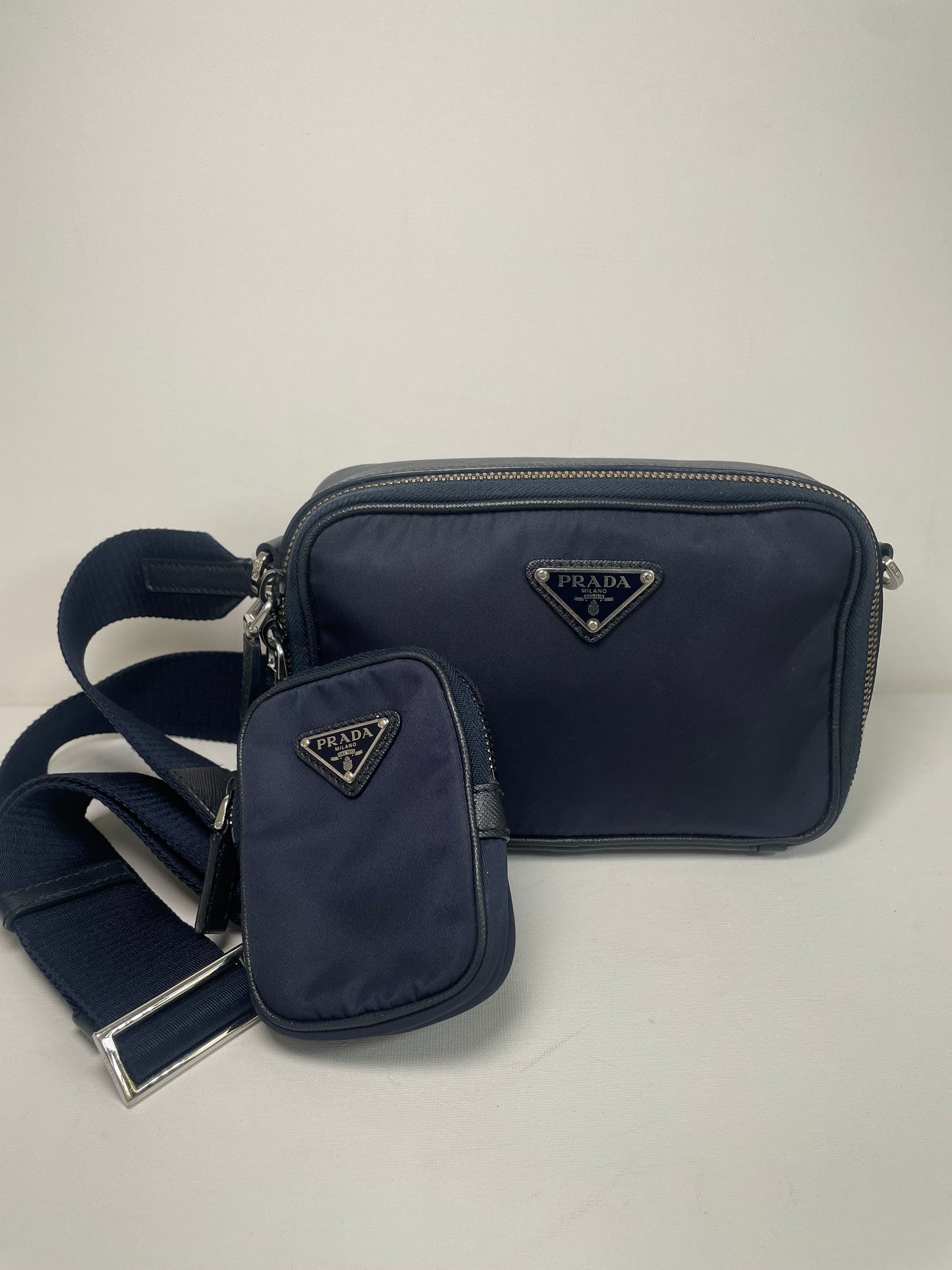 Preloved Prada Re-Nylon and Saffiano leather crossbody camera bag