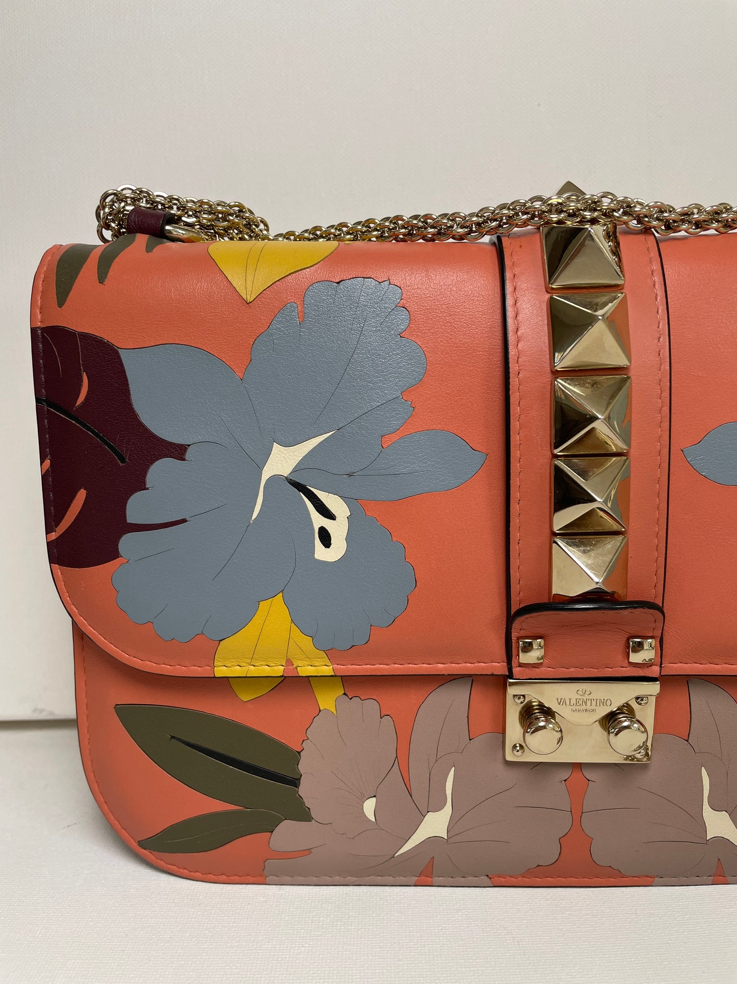 Preloved Valentino Garavani, Vitello Floral Glam Lock Rockstud Flap bag, Medium