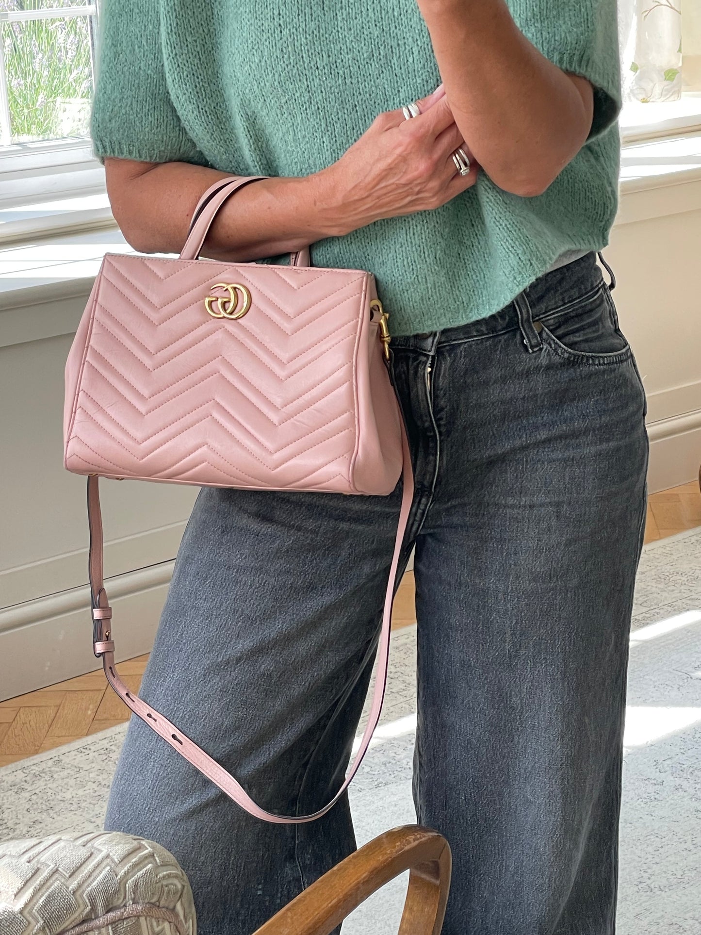 Preloved Gucci Quilted Marmont Top Handle Tote Bag, Small