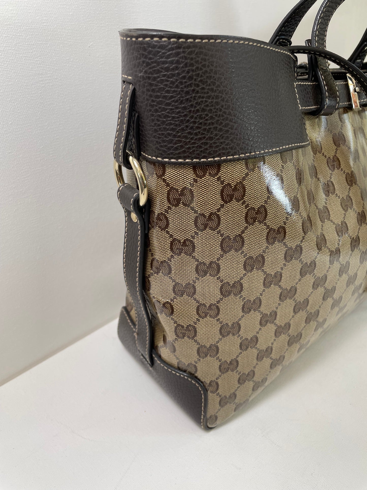Preloved Gucci GG Crystal Coated Canvas Belted Tote Bag