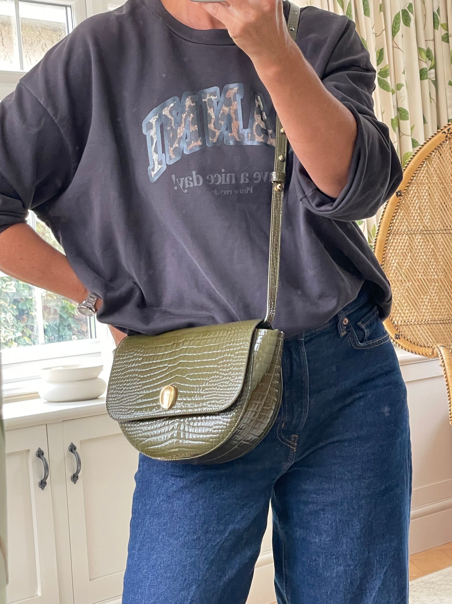 Preloved Wandler Billy Patent Moc Croc Crossbody Bag