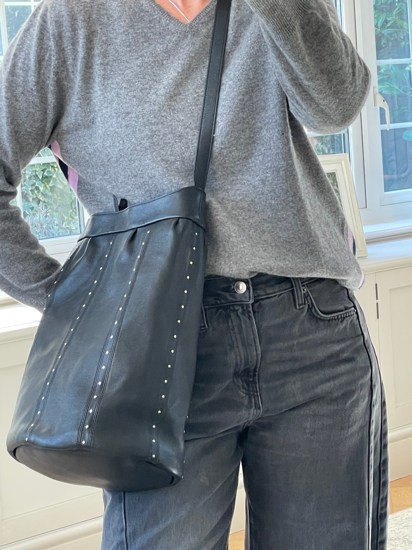 Preloved Celine Studded Shoulder Bucket Bag