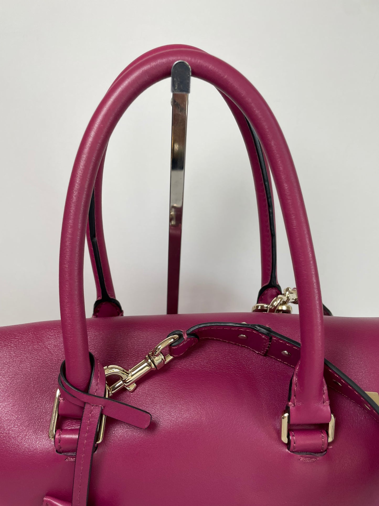 Preloved Valentino Garavani Rockstud Demilune Double Handle Satchel Bag, Small