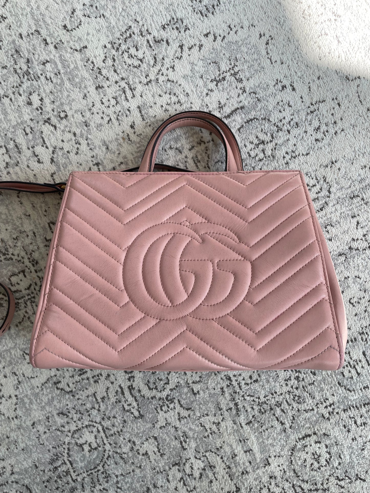 Preloved Gucci Quilted Marmont Top Handle Tote Bag, Small