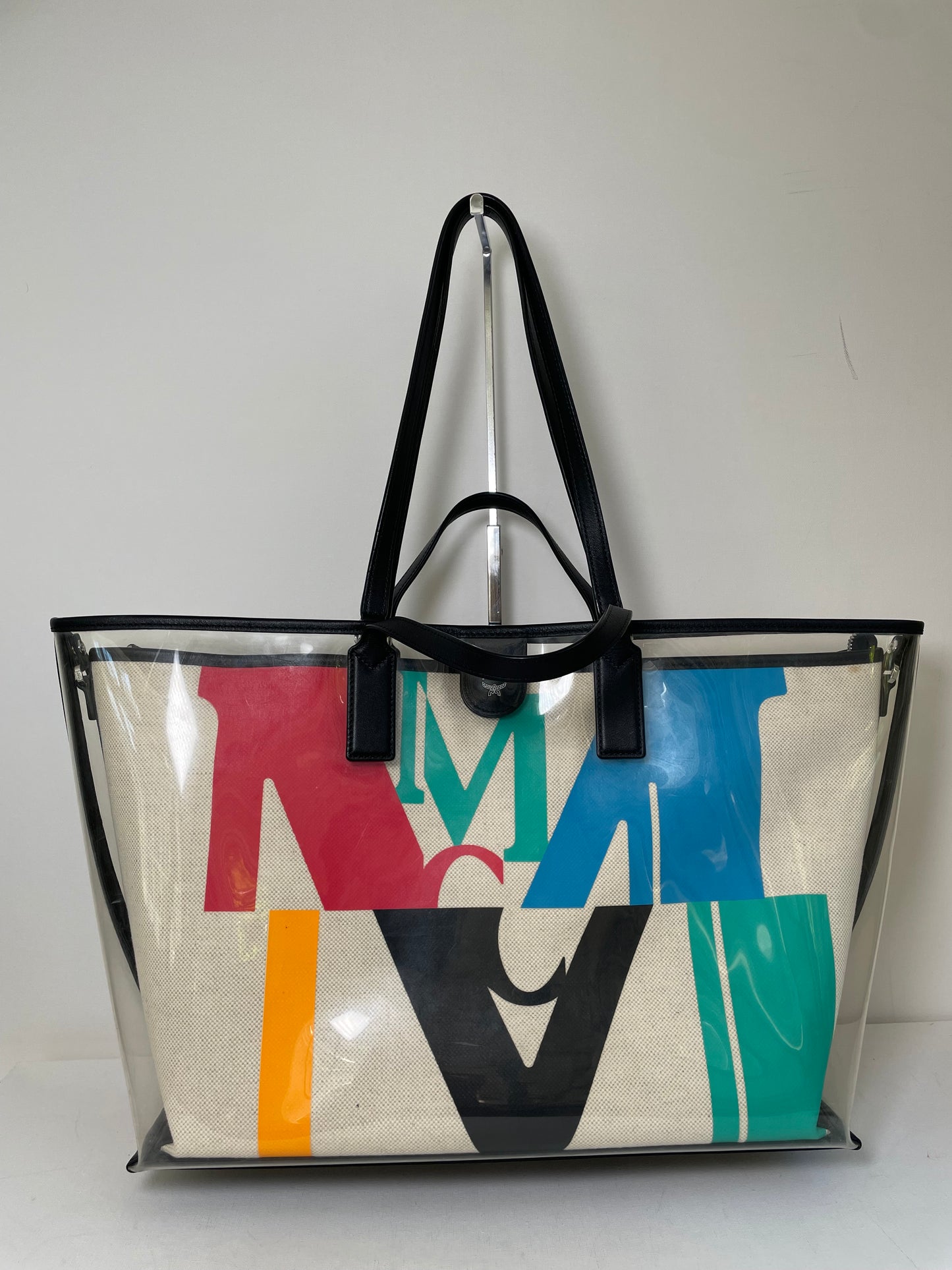 Preloved MCM Glitch Logo Shopping Tote, Large