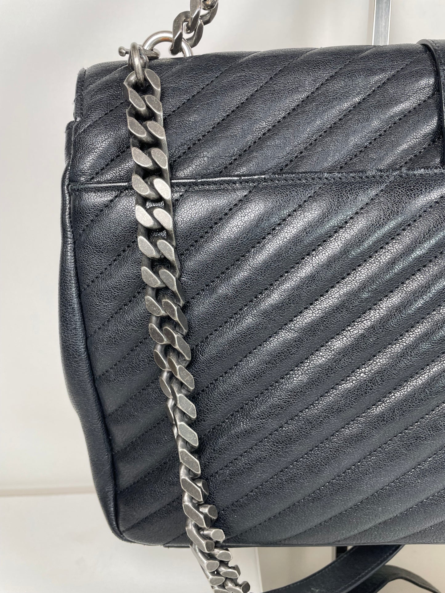 Preloved Saint Laurent Matelasse Chevron Monogram College Bag, Large