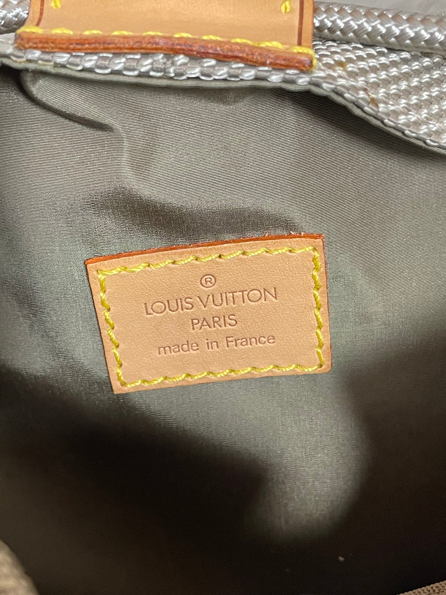 Preloved Louis Vuitton Pioneer Backpack in Damier Jean Canvas and Sable Silvertone Hardware