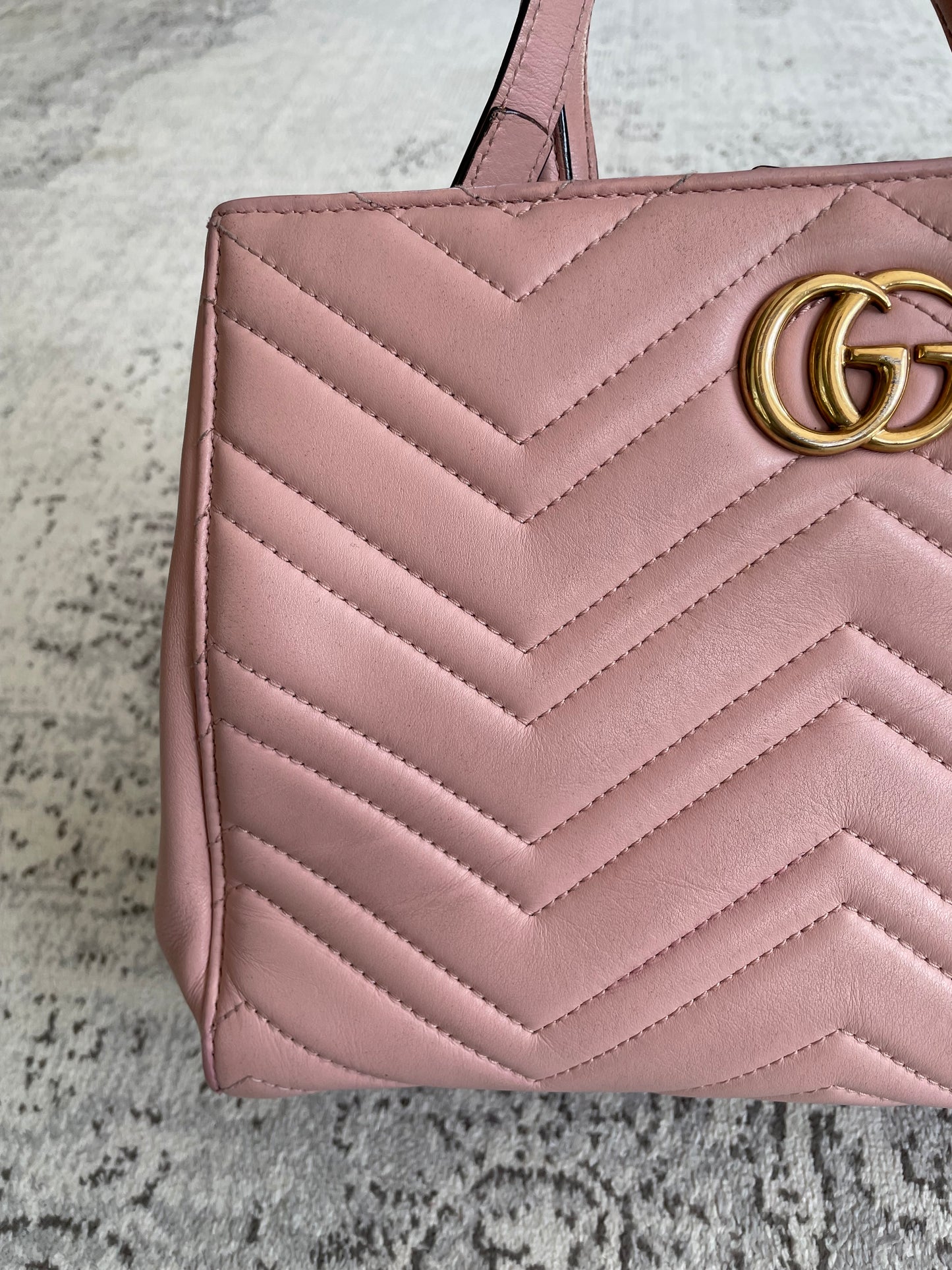 Preloved Gucci Quilted Marmont Top Handle Tote Bag, Small