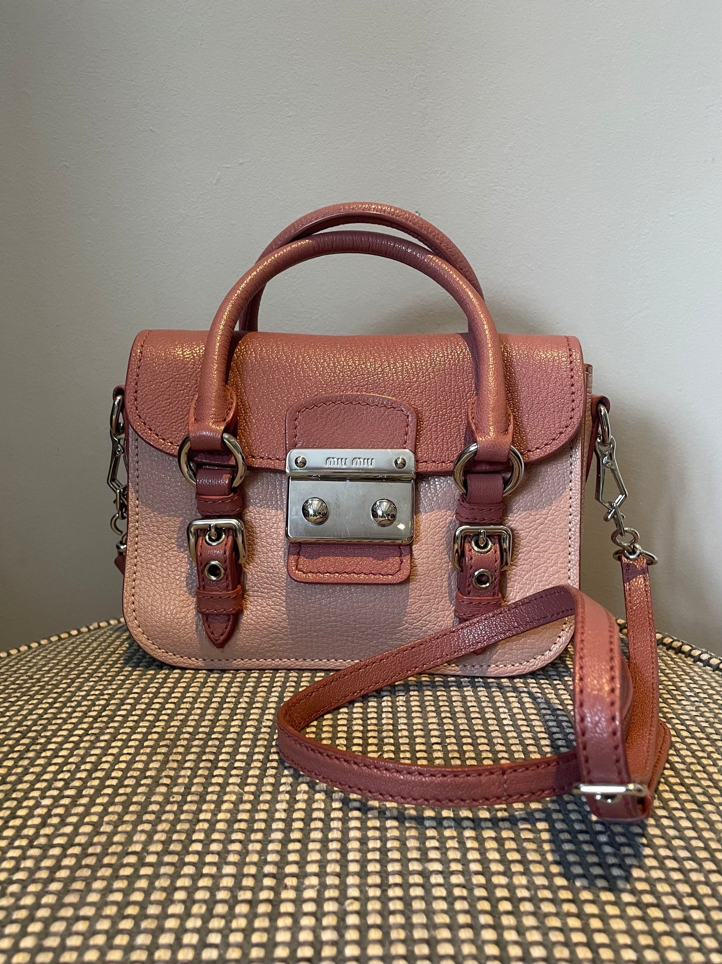 Preloved Miu Miu Madras Lock Crossbody Bag