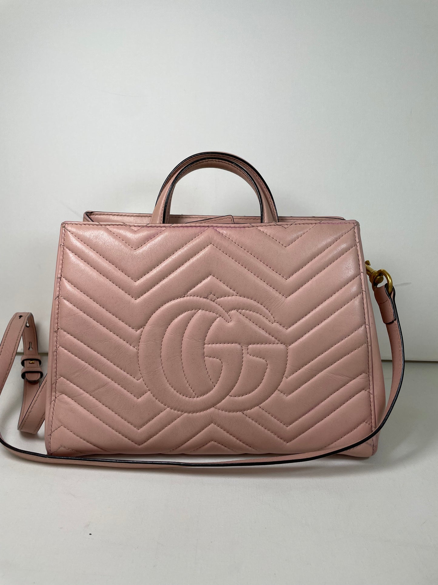 Preloved Gucci Quilted Marmont Top Handle Tote Bag, Small