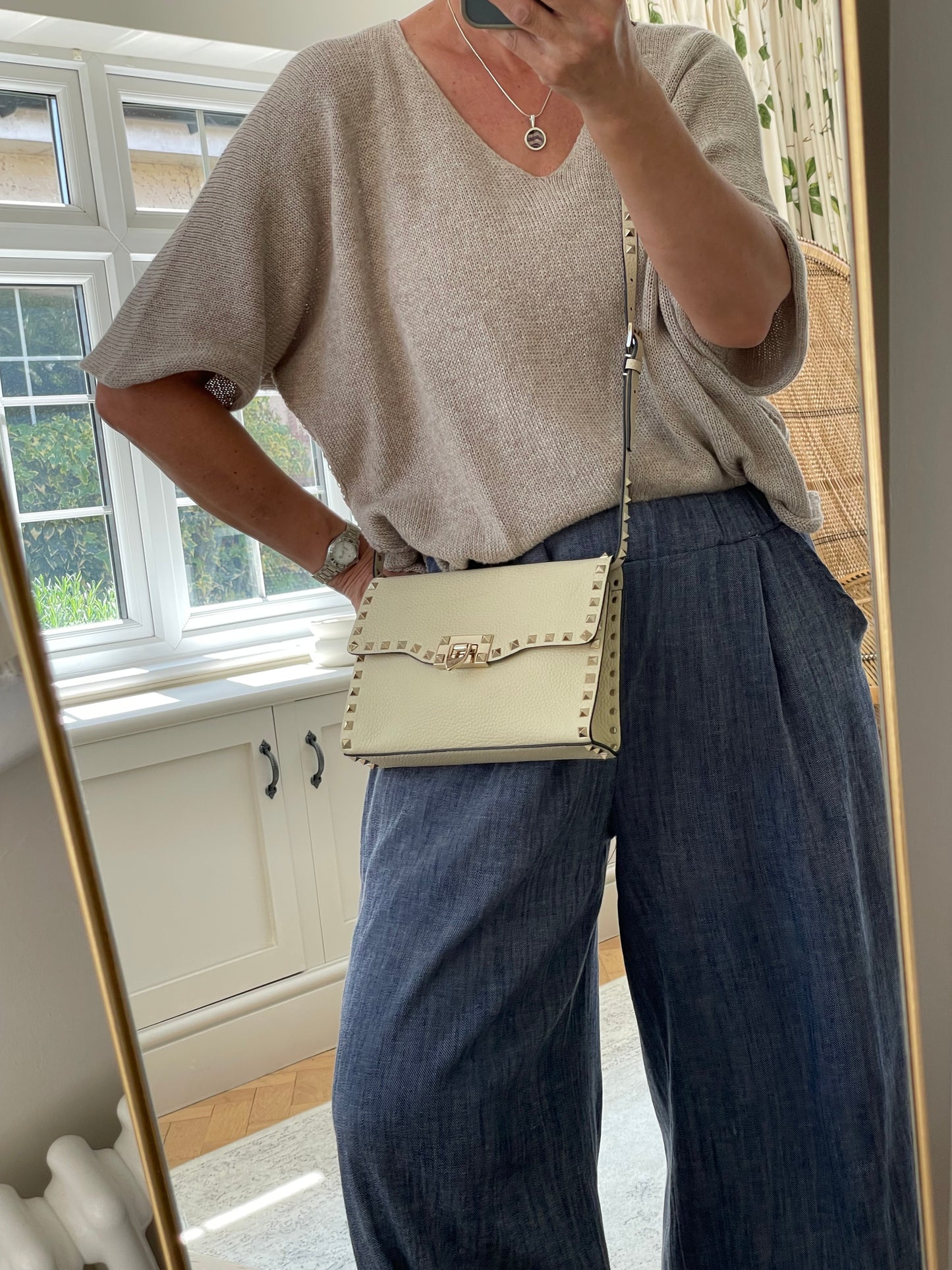 Preloved Valentino Garavani Rockstud Soft Shoulder Bag, Medium
