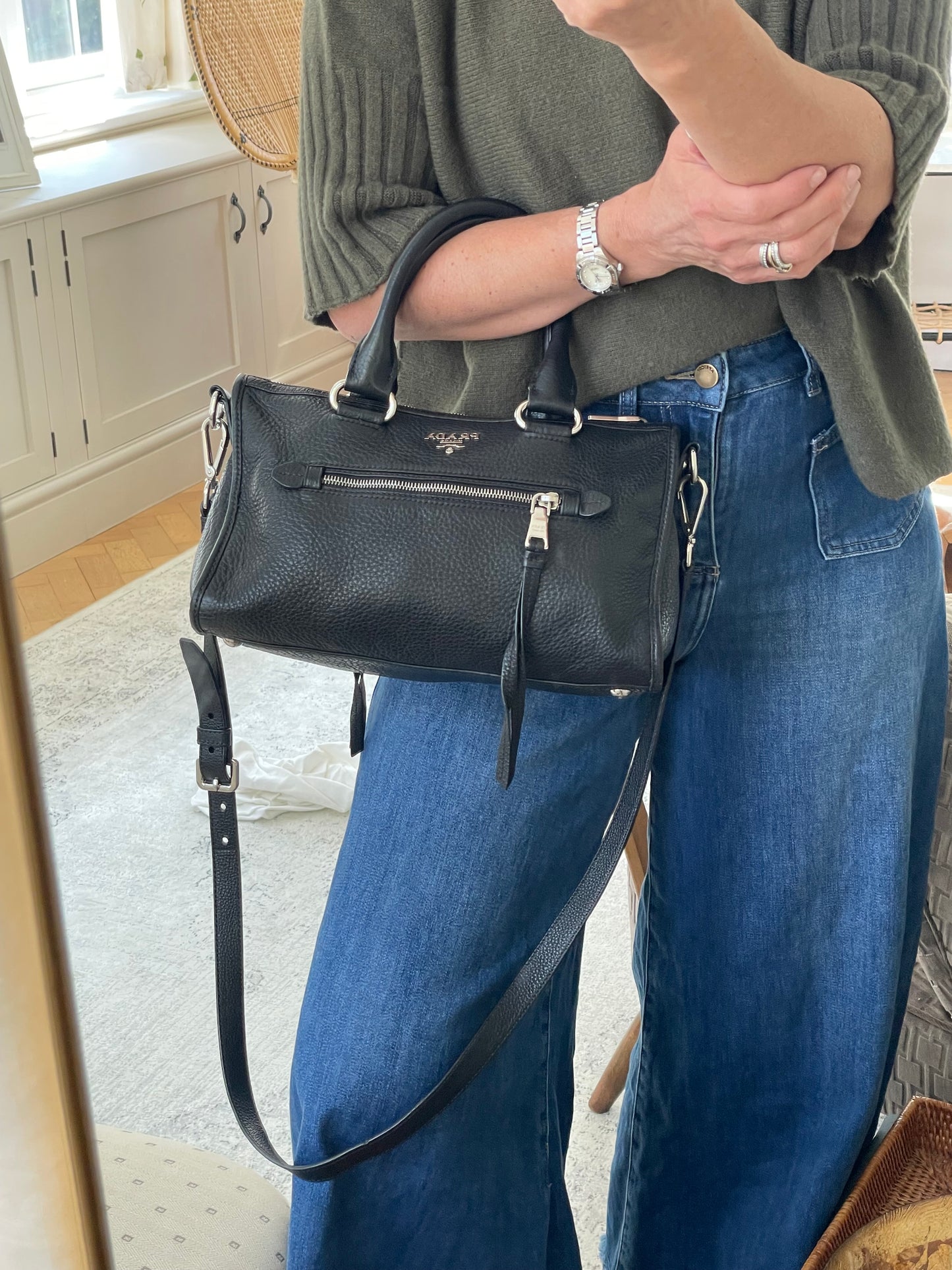 Preloved Prada Vitello Daino Bauletto Bag, Small