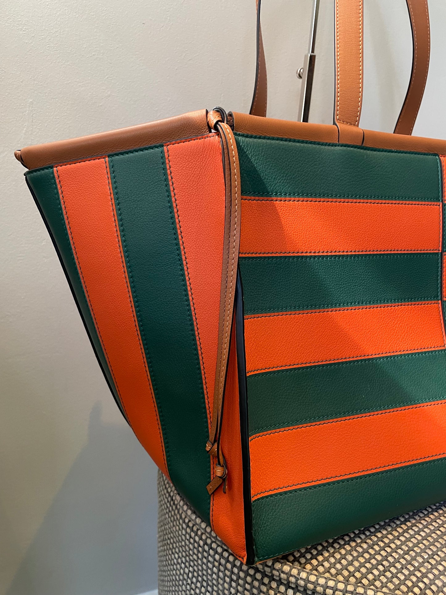 Preloved Loewe Striped Cushion Shopping Tote Bag, Large
