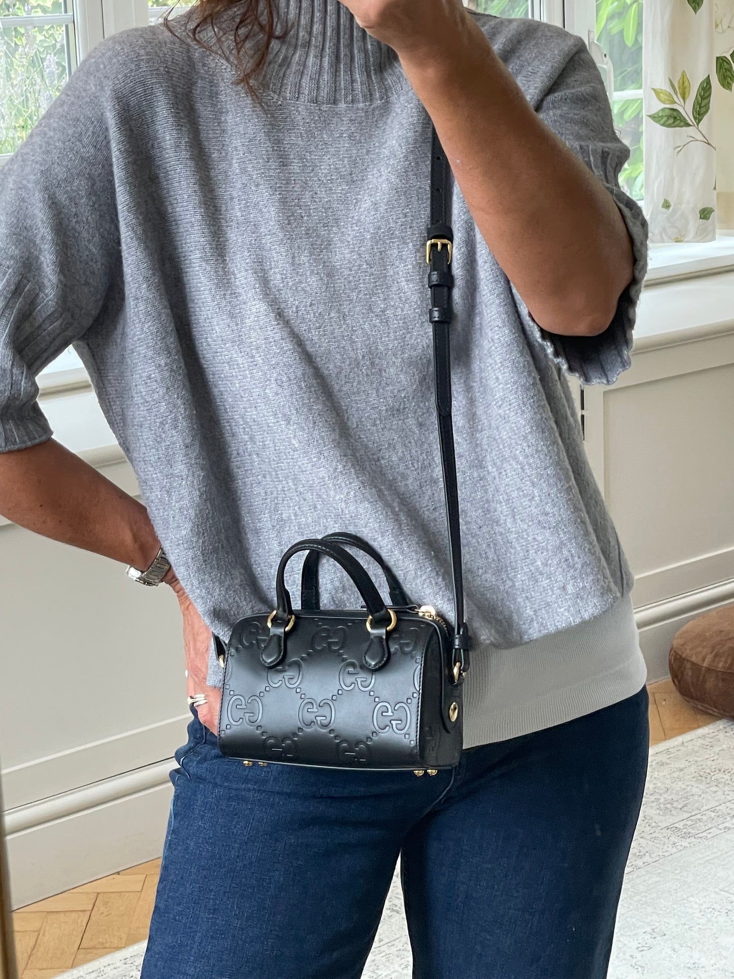 Preloved Gucci Boston Bag Crossbody Bag, Super Mini