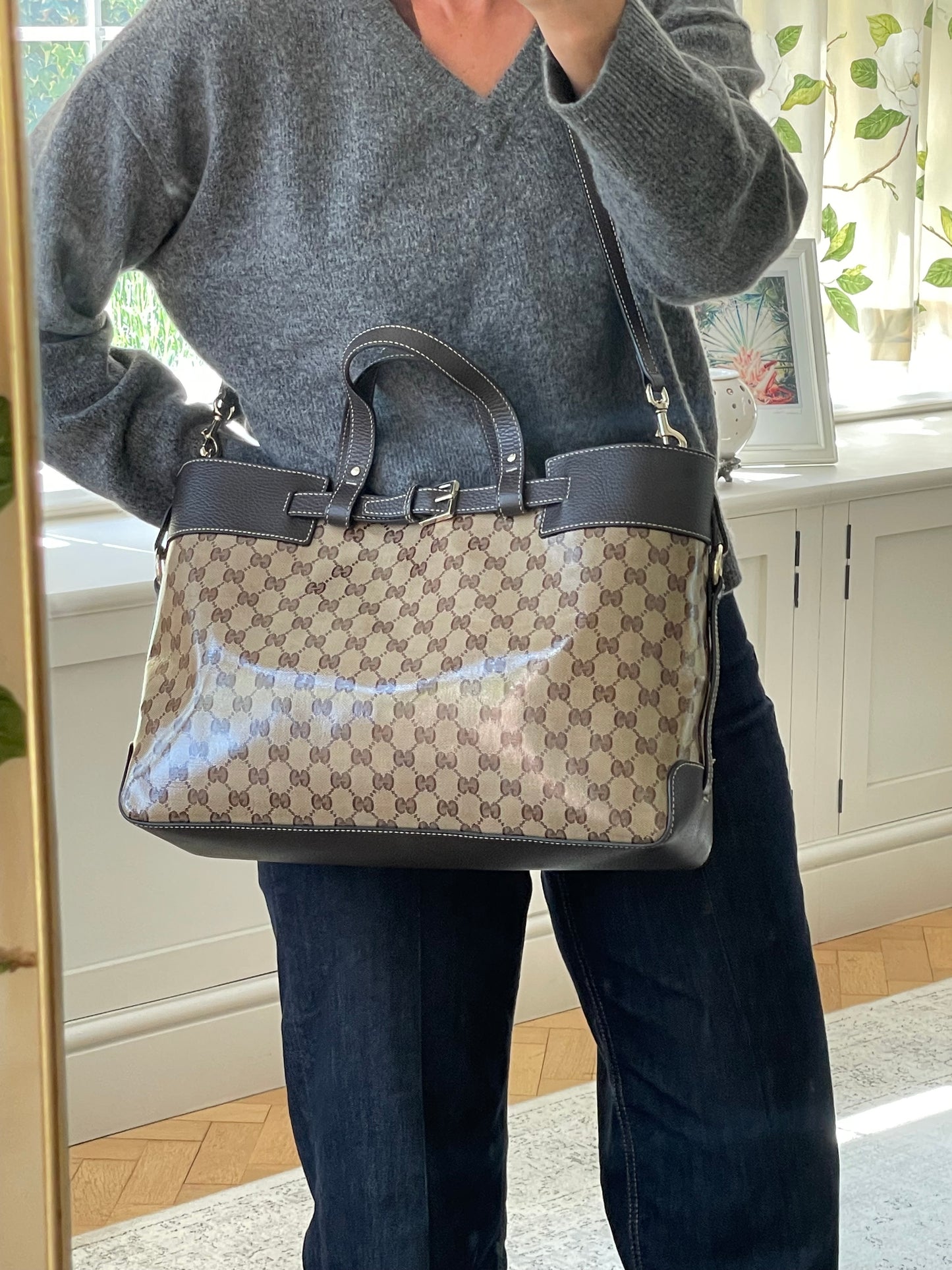 Preloved Gucci GG Crystal Coated Canvas Belted Tote Bag