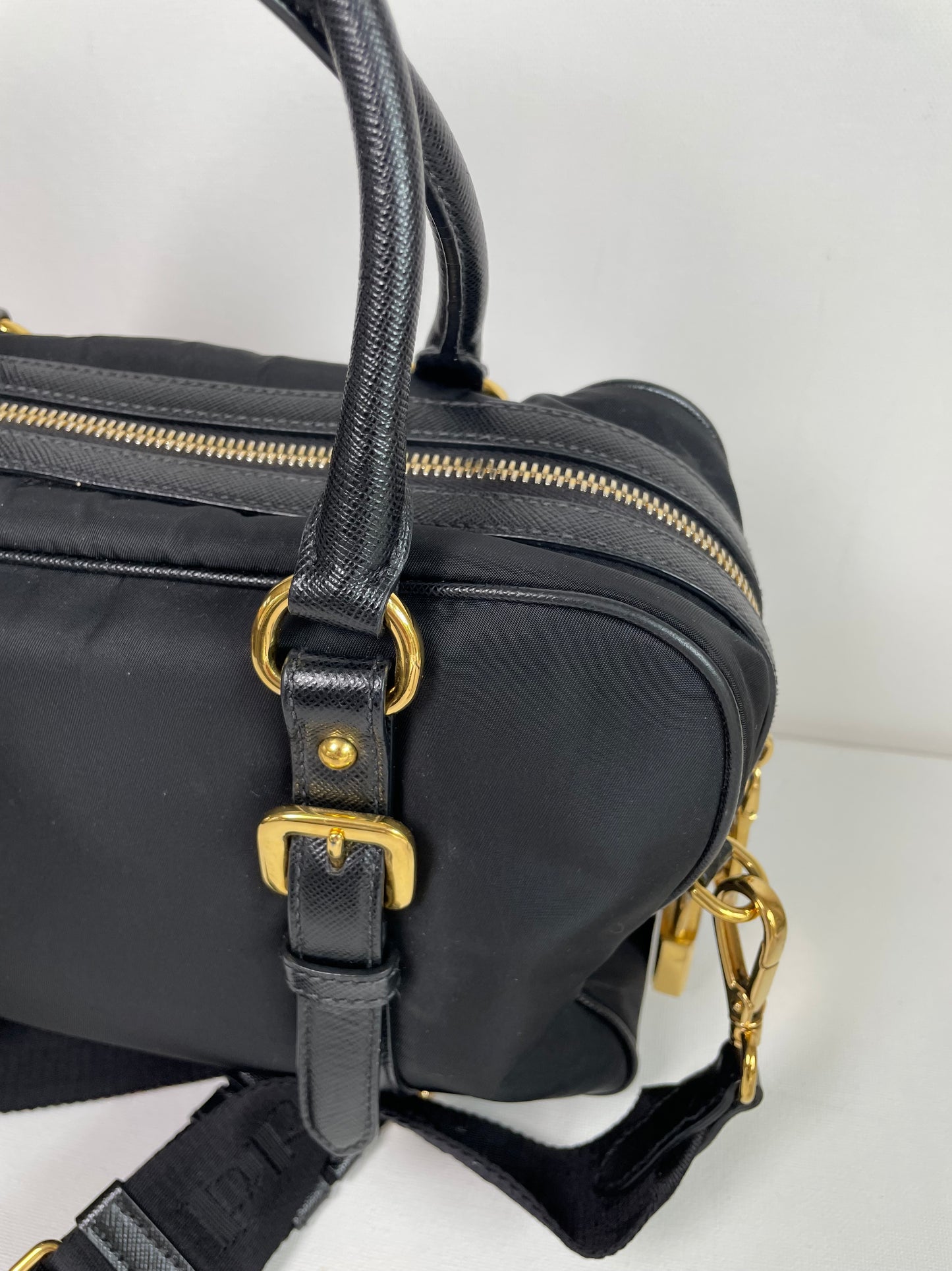 Preloved Prada Top Handle Tote Bag with Long Strap