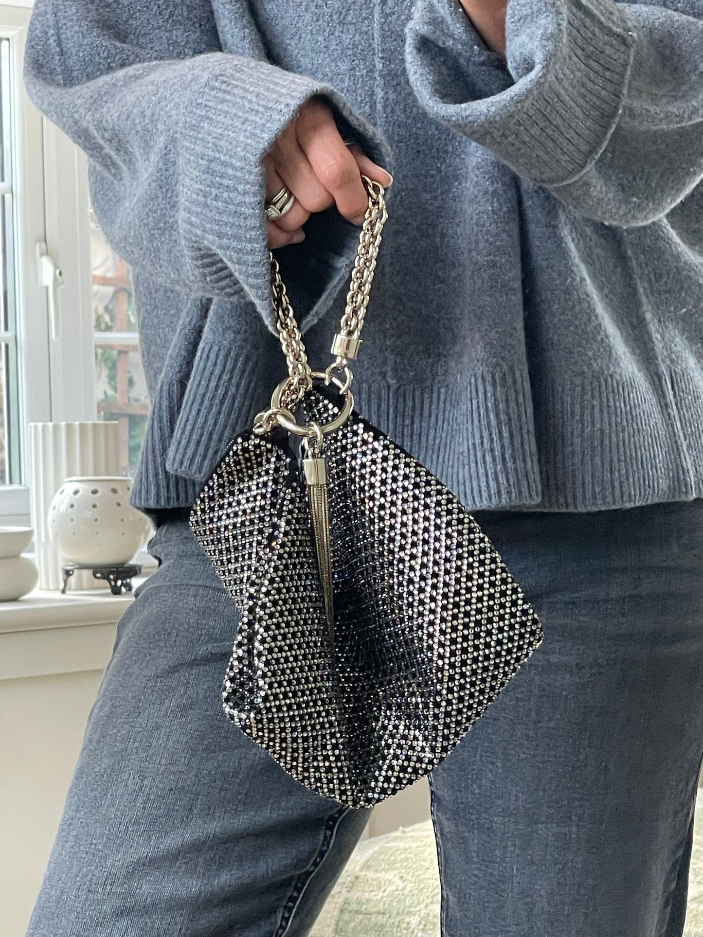 Preloved Jimmy Choo Sequin studded Crystal Tassel Callie Clutch