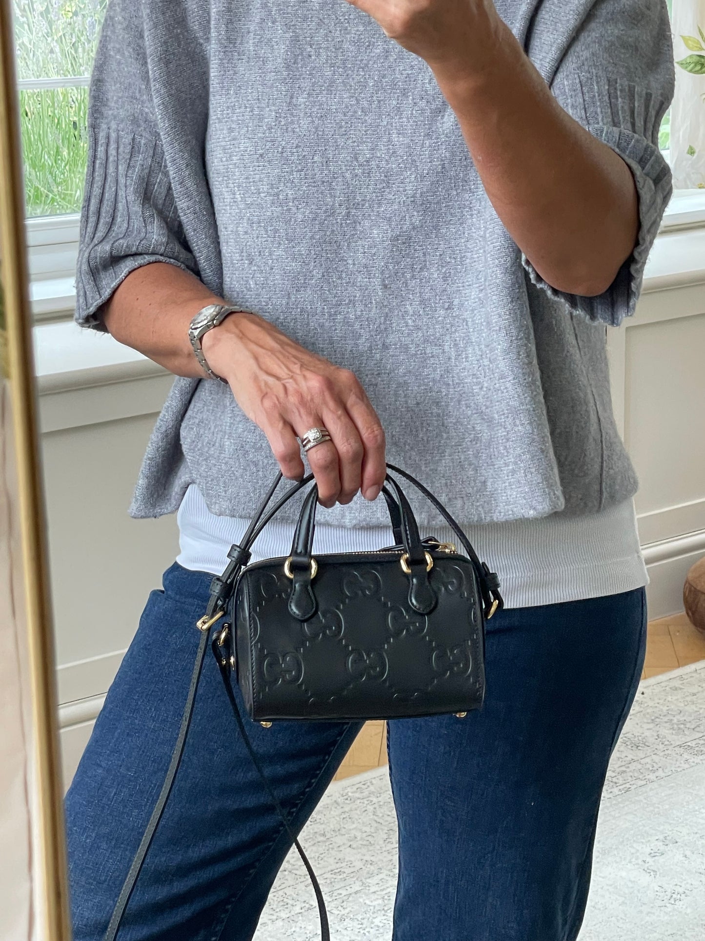 Preloved Gucci Boston Bag Crossbody Bag, Super Mini