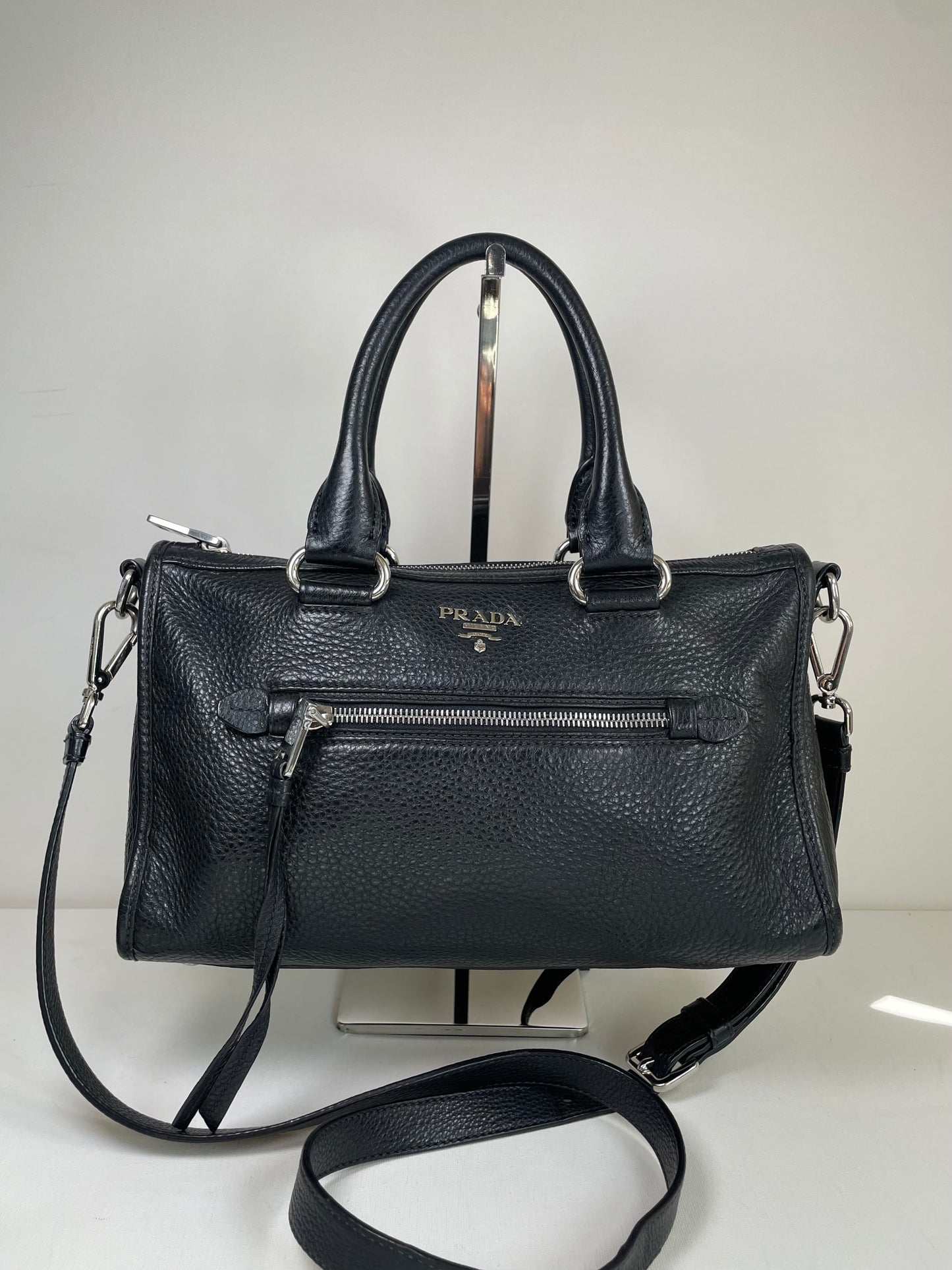 Preloved Prada Vitello Daino Bauletto Bag, Small