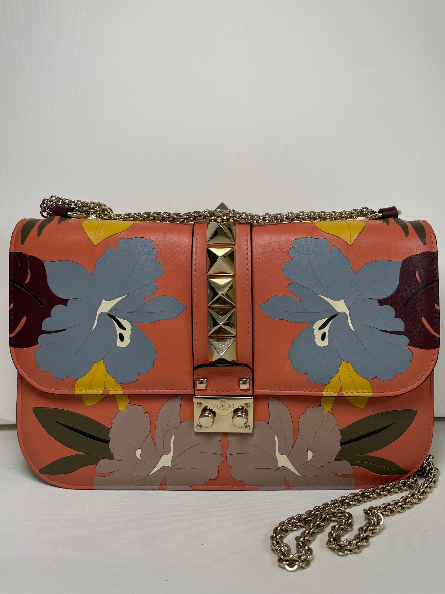 Preloved Valentino Garavani, Vitello Floral Glam Lock Rockstud Flap bag, Medium