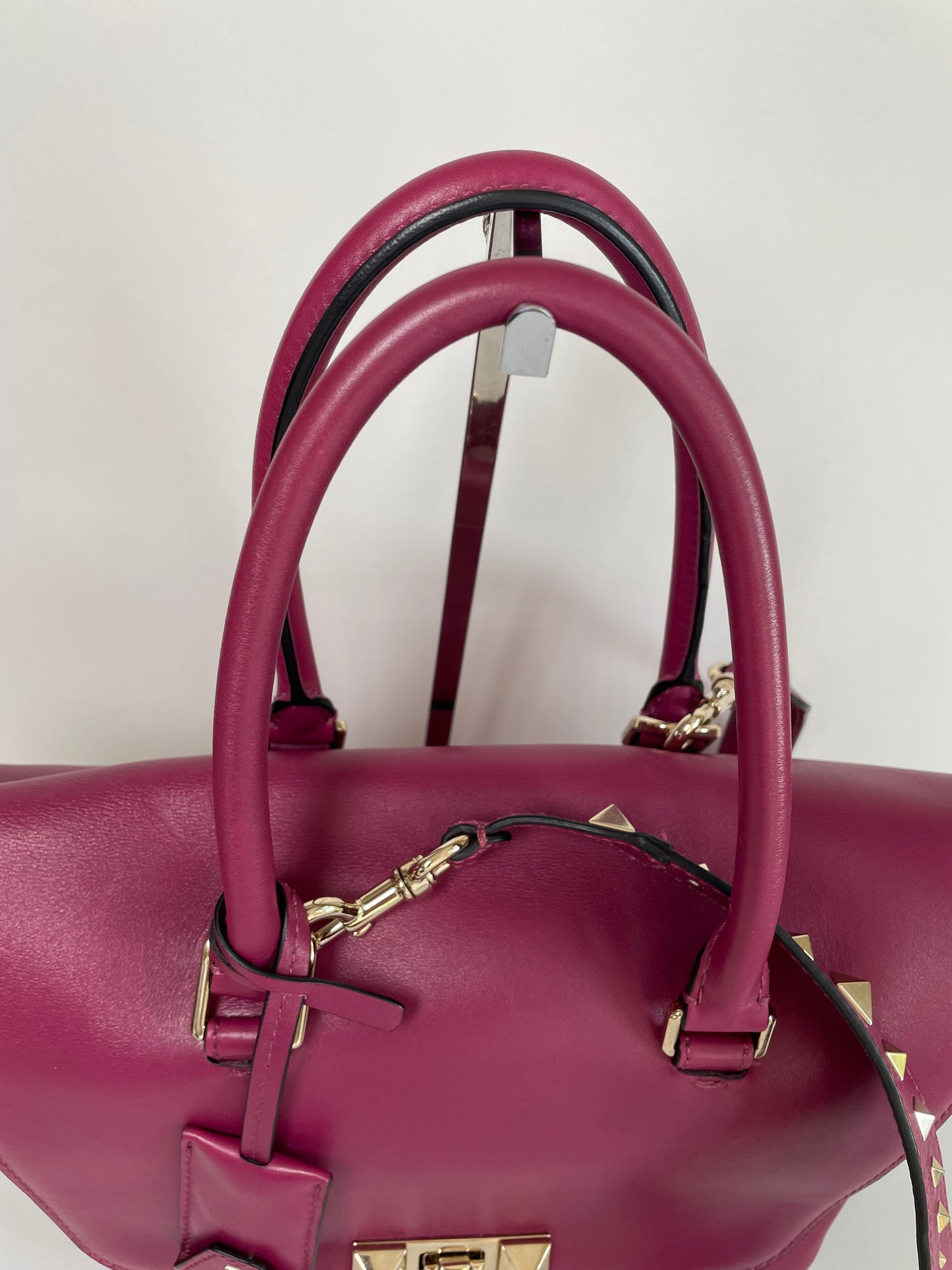 Preloved Valentino Garavani Rockstud Demilune Double Handle Satchel Bag, Small