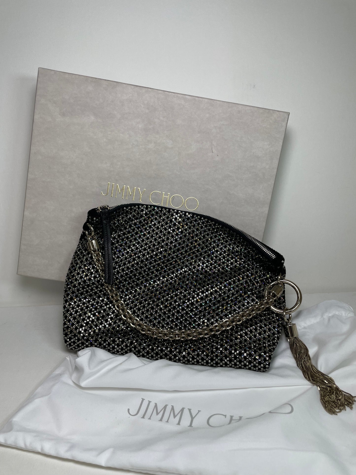 Preloved Jimmy Choo Sequin studded Crystal Tassel Callie Clutch