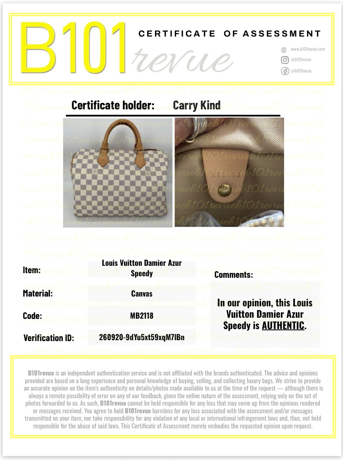 Preloved Louis Vuitton Damier Azur Speedy 30 Boston Bag