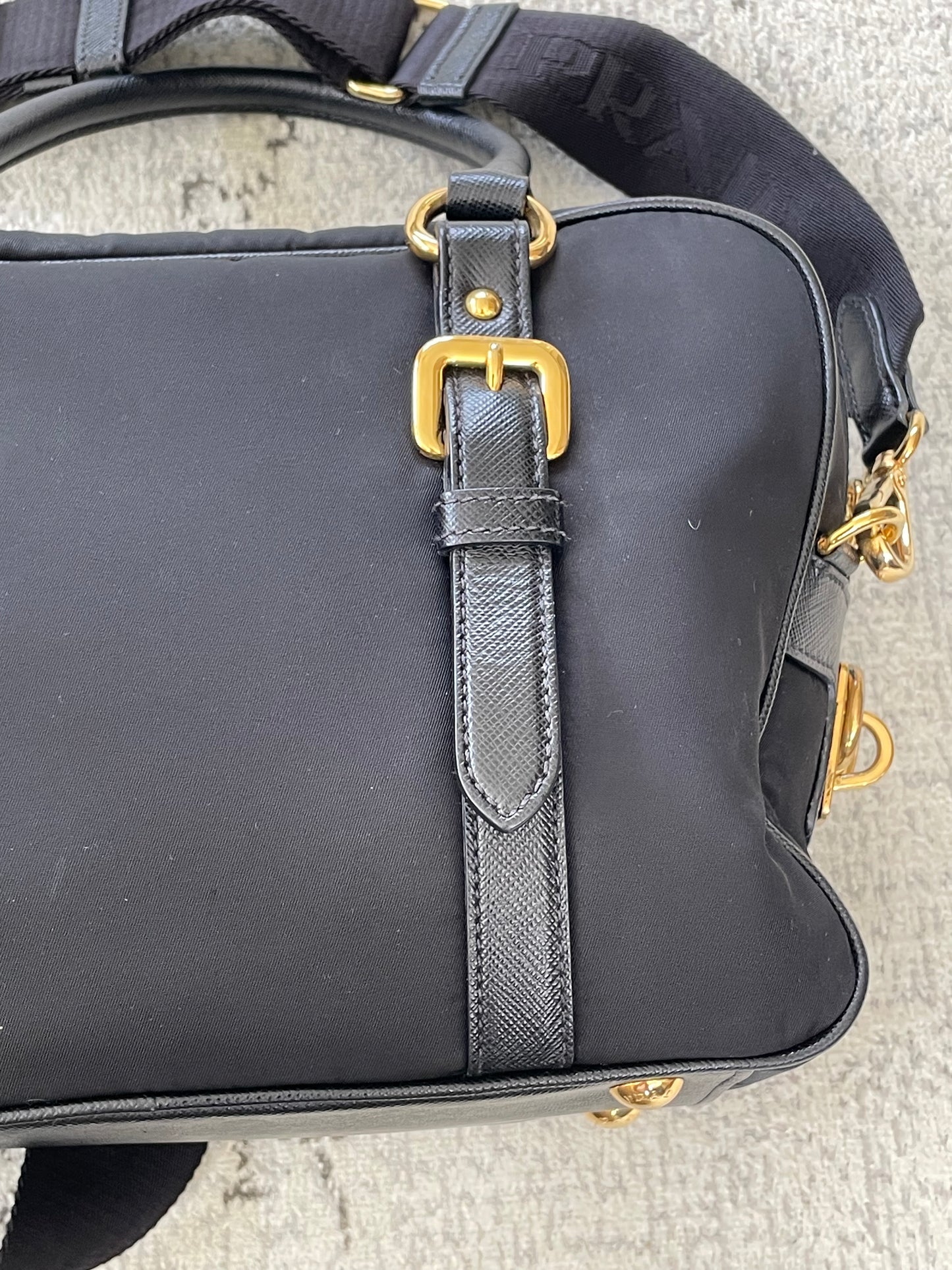 Preloved Prada Top Handle Tote Bag with Long Strap