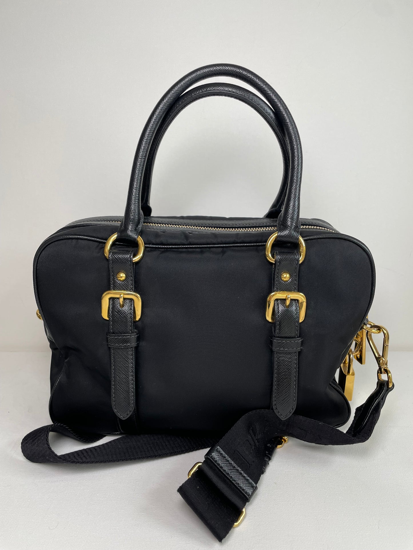 Preloved Prada Top Handle Tote Bag with Long Strap