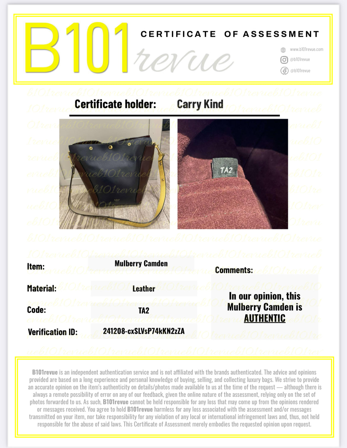 Preloved Mulberry Camden Bucket Shoulder Bag, Small