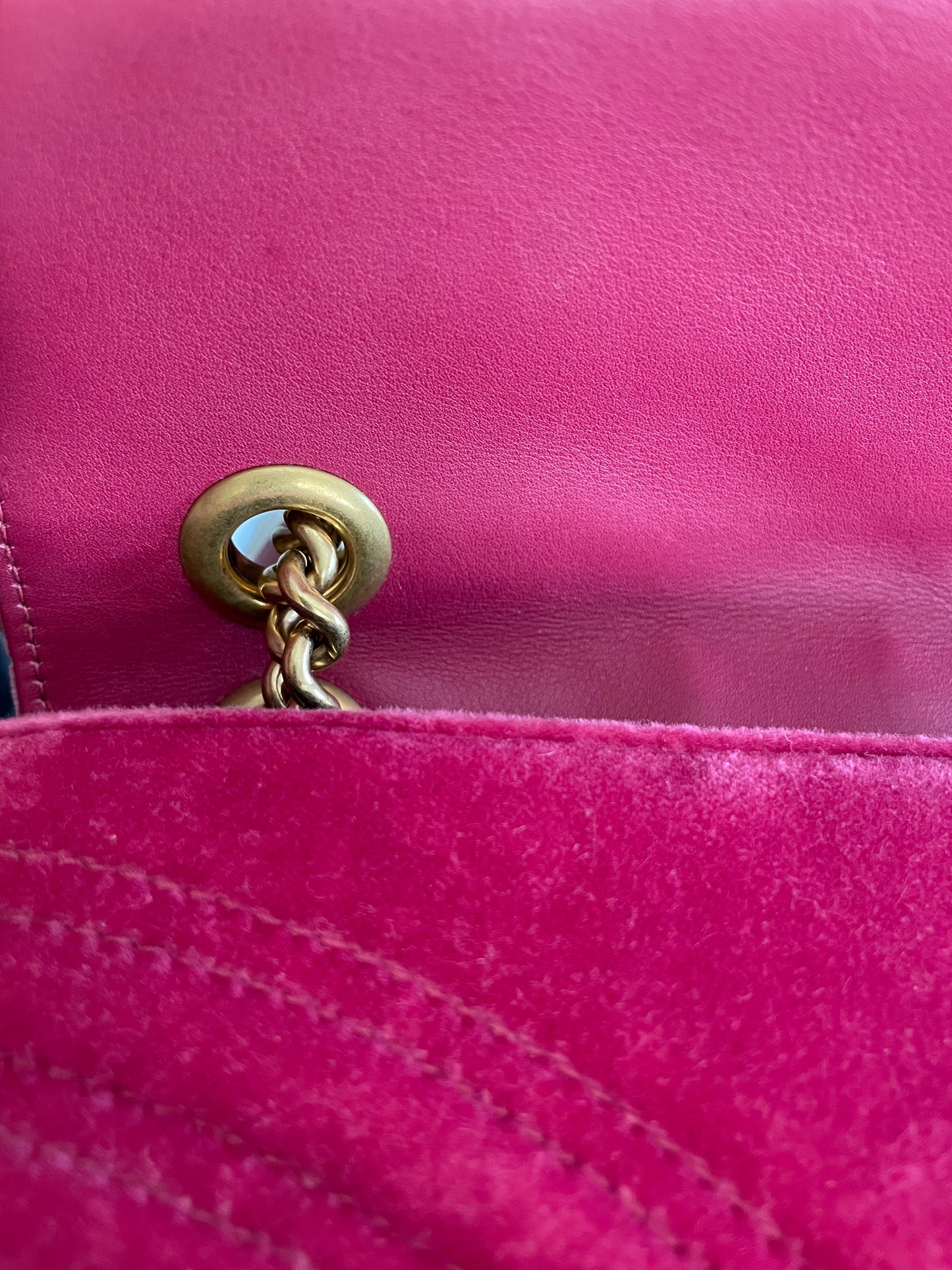 Preloved Gucci Velvet Matelasse GG Marmont Shoulder Bag, Small