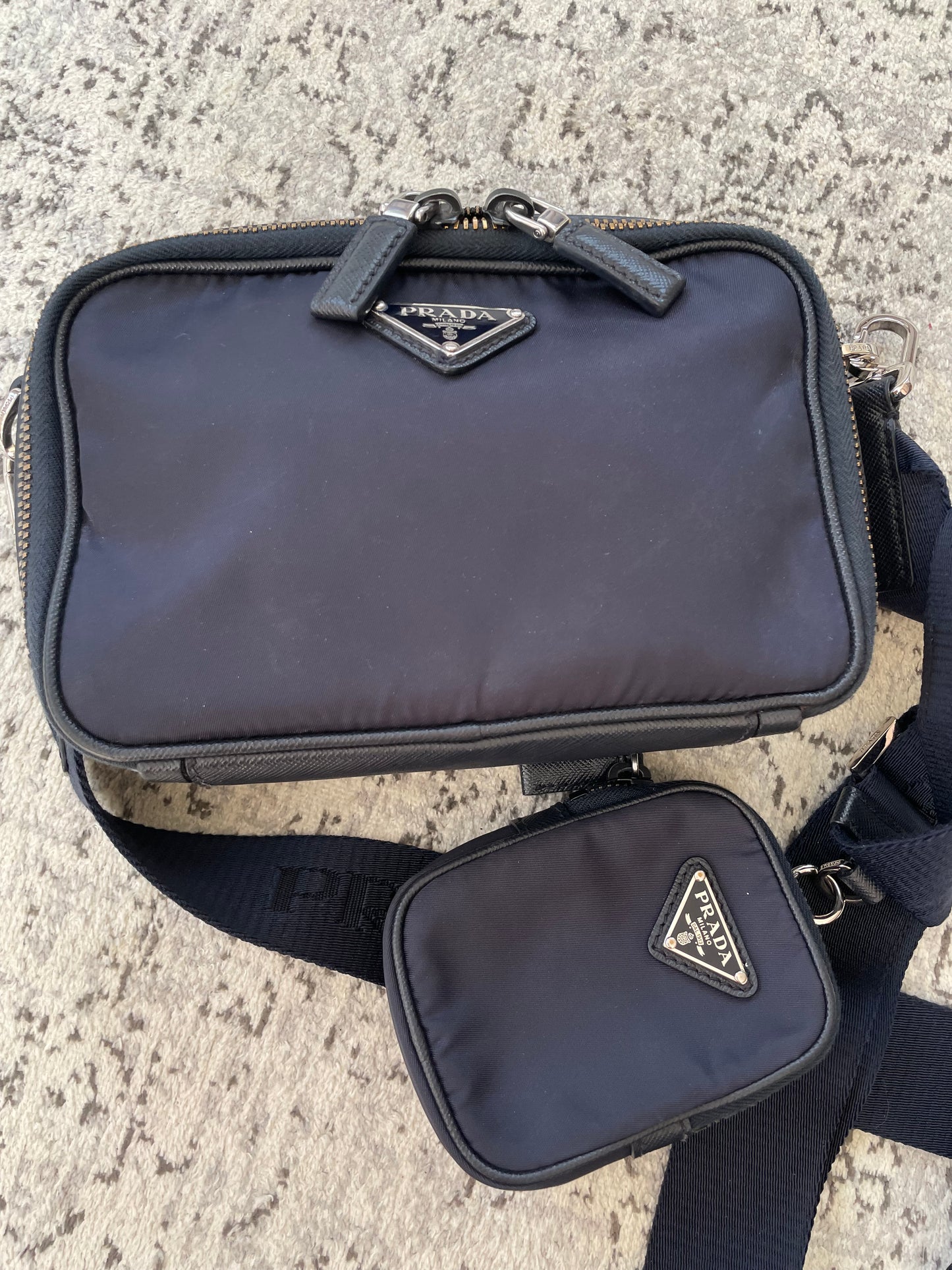 Preloved Prada Re-Nylon and Saffiano leather crossbody camera bag