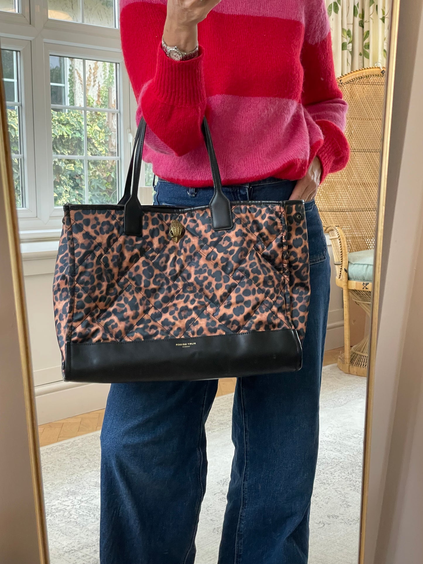 Preloved Kurt Geiger Leopard Print Shopping Tote Bag