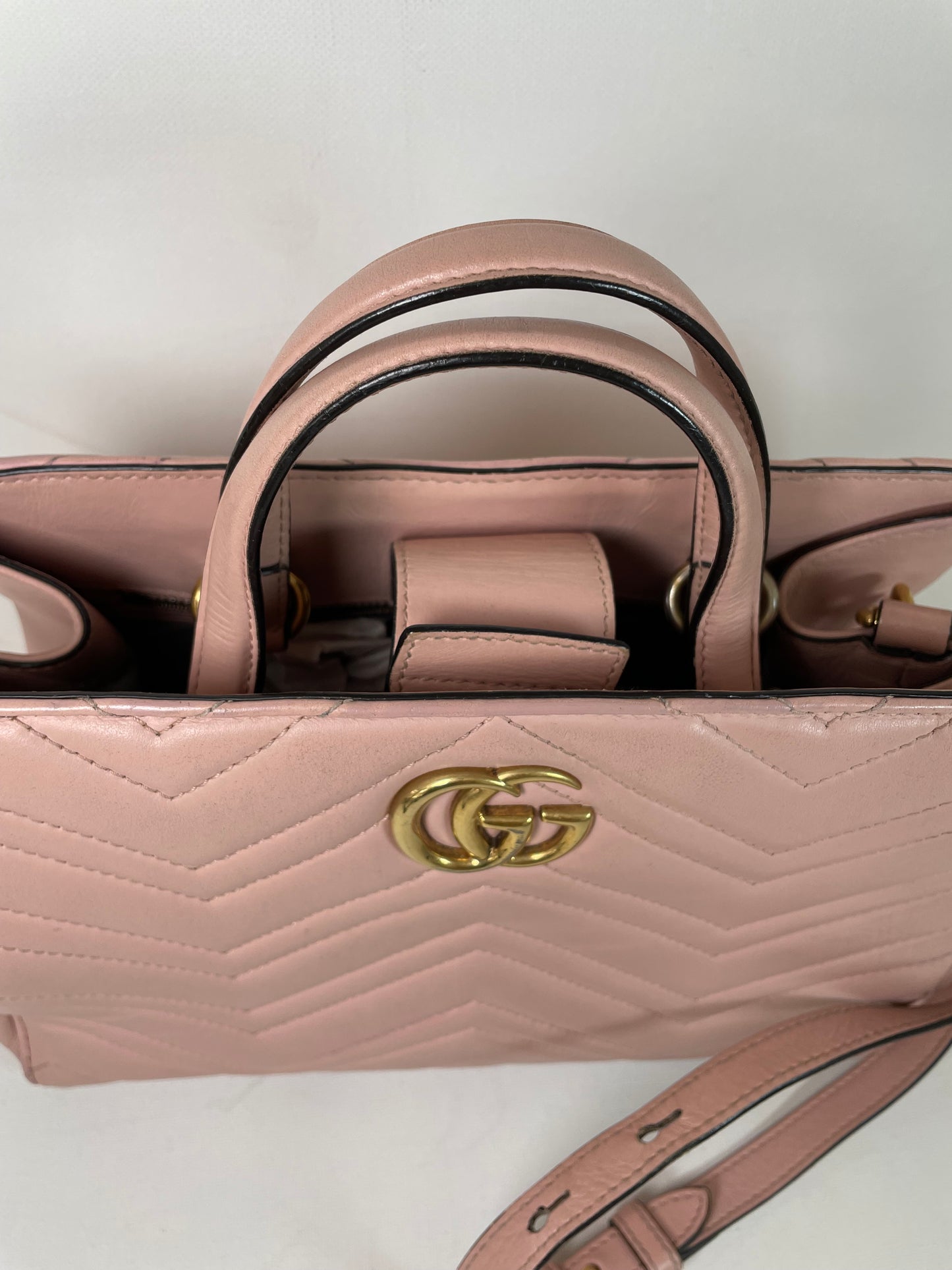 Preloved Gucci Quilted Marmont Top Handle Tote Bag, Small