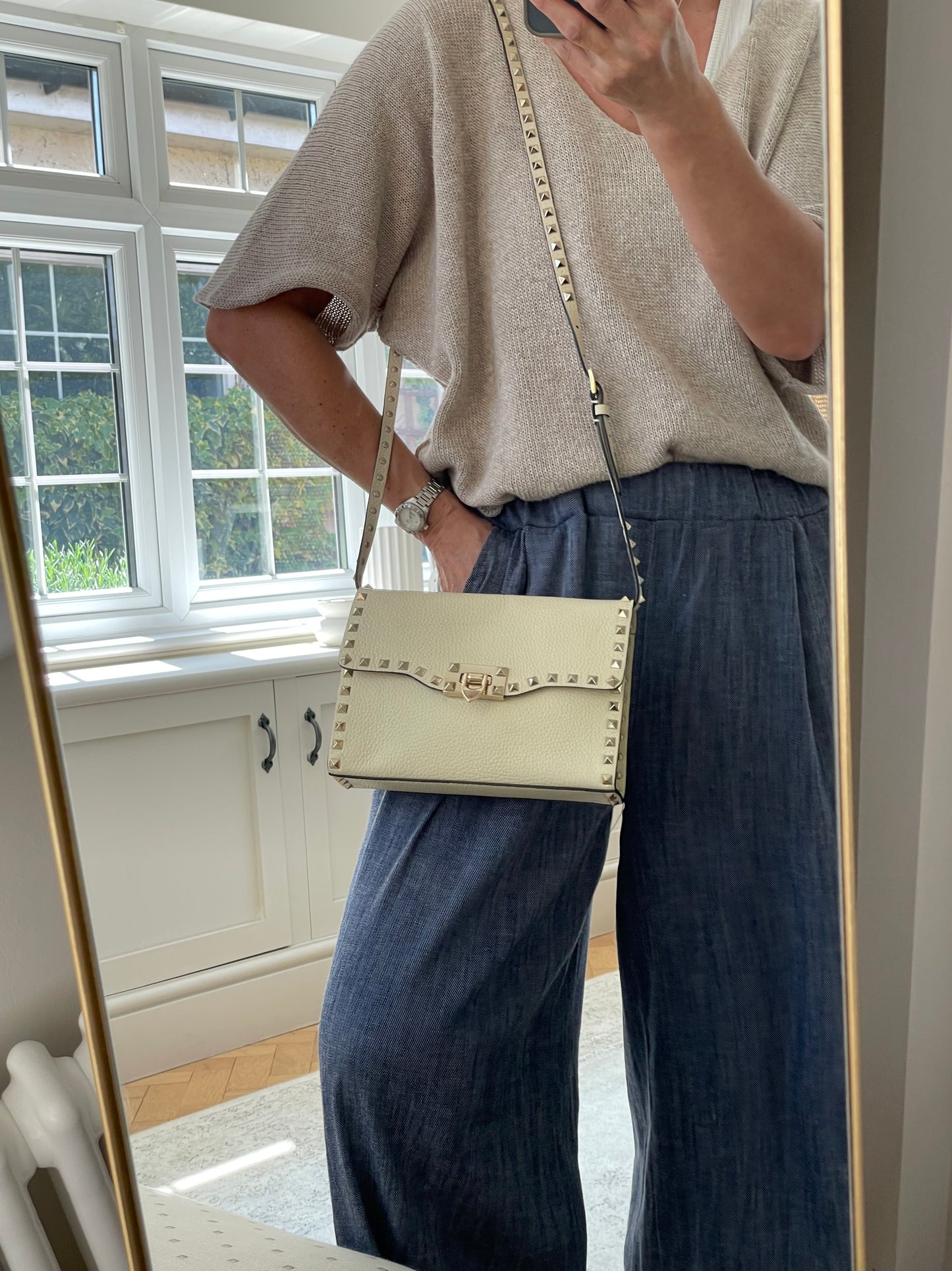 Preloved Valentino Garavani Rockstud Soft Shoulder Bag, Medium