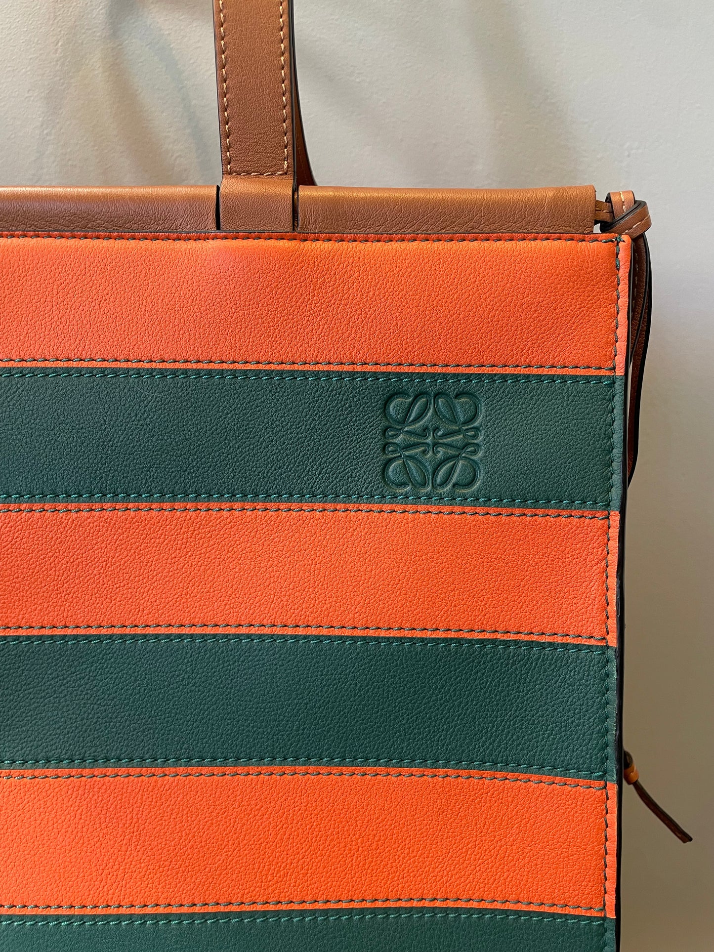Preloved Loewe Striped Cushion Shopping Tote Bag, Large