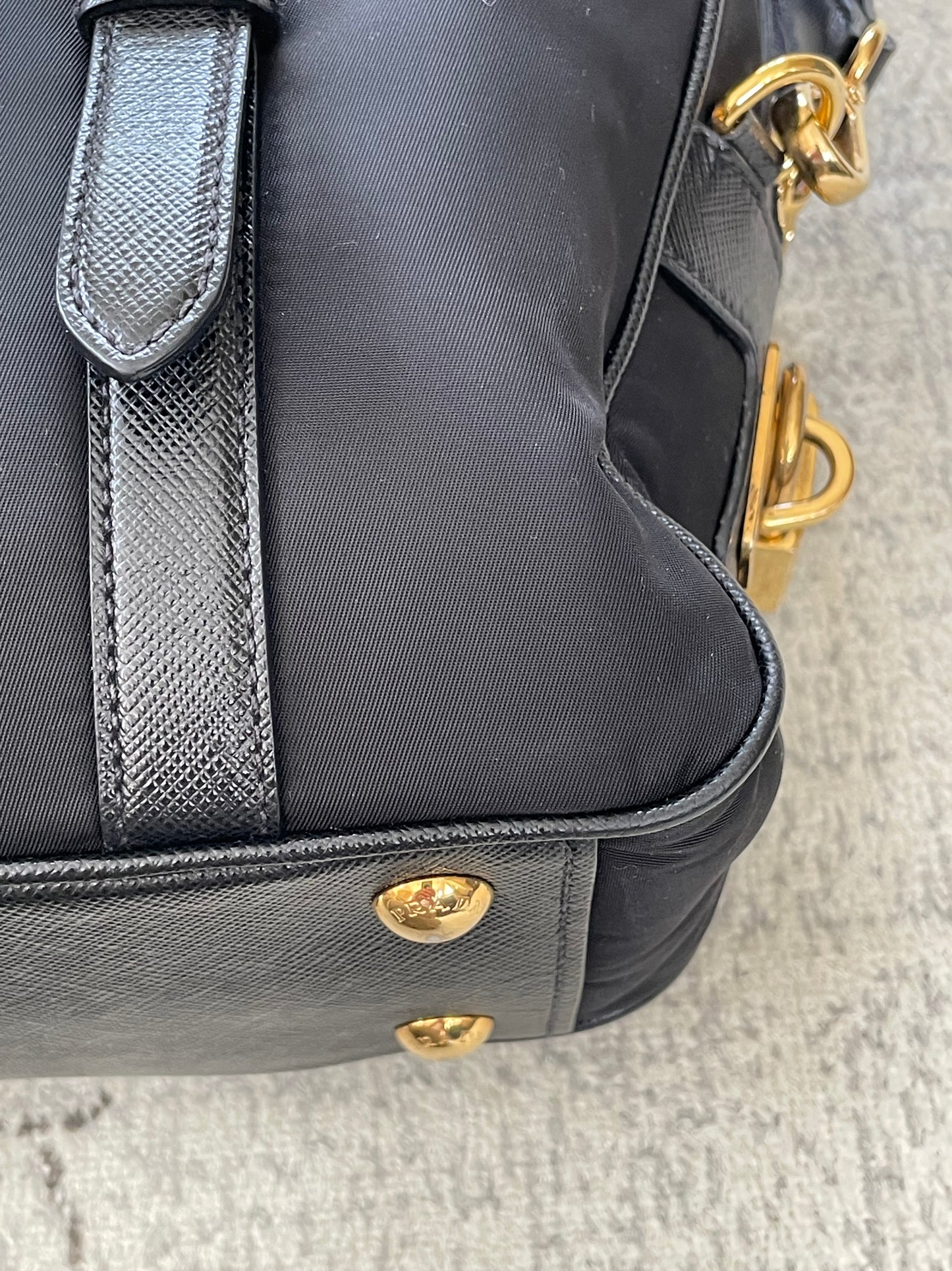 Preloved Prada Top Handle Tote Bag with Long Strap