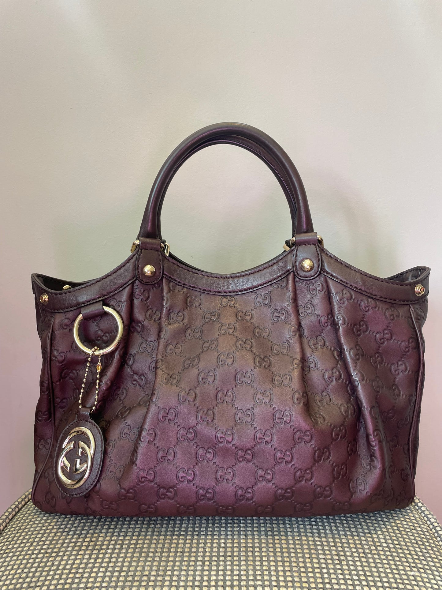 Preloved Gucci Sukey Monogram Guccissima Shoulder Bag, Medium