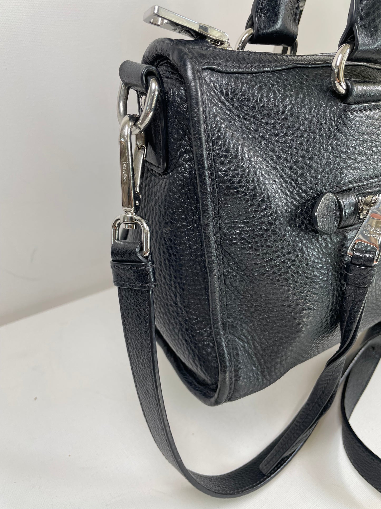 Preloved Prada Vitello Daino Bauletto Bag, Small