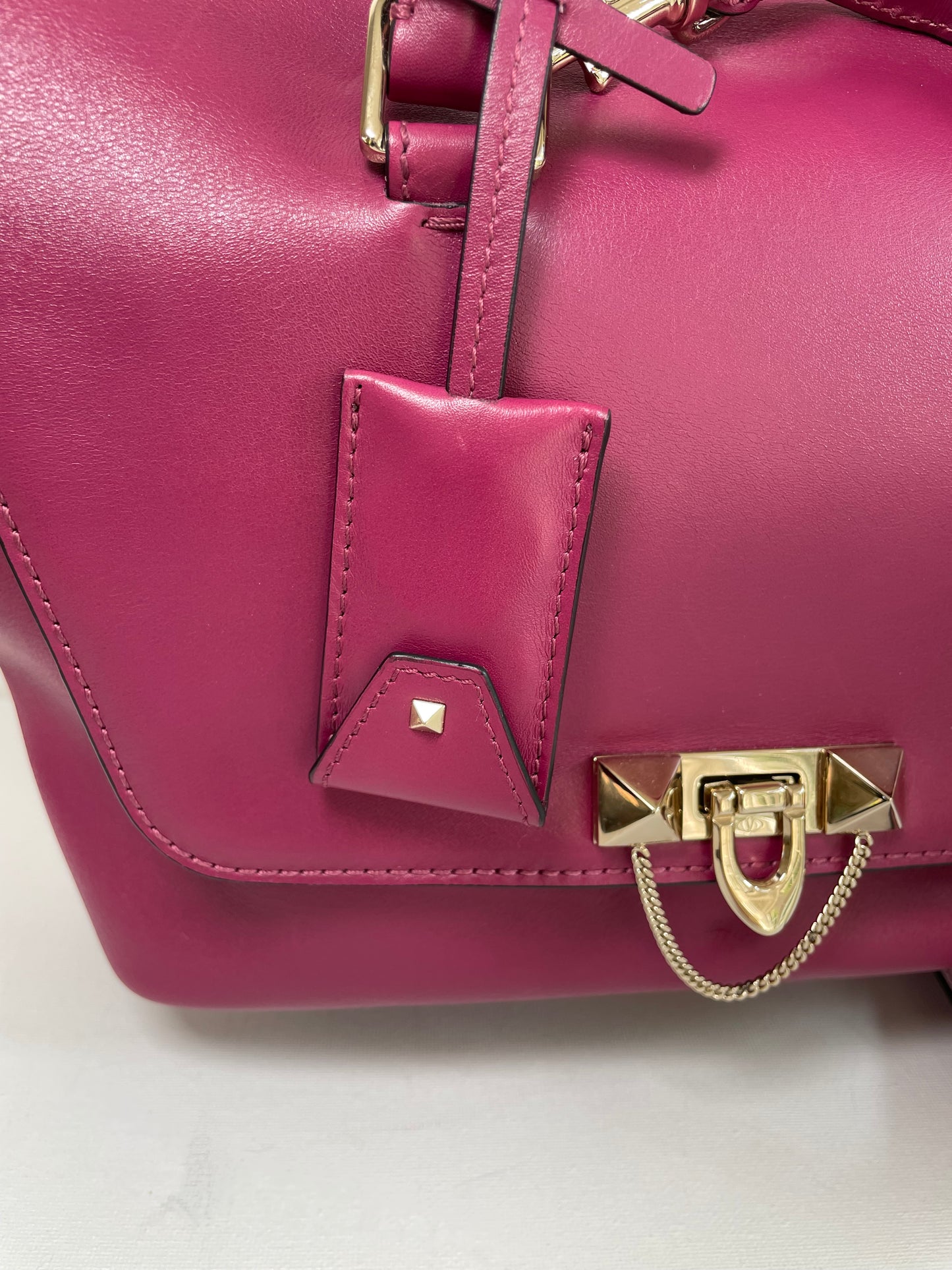 Preloved Valentino Garavani Rockstud Demilune Double Handle Satchel Bag, Small