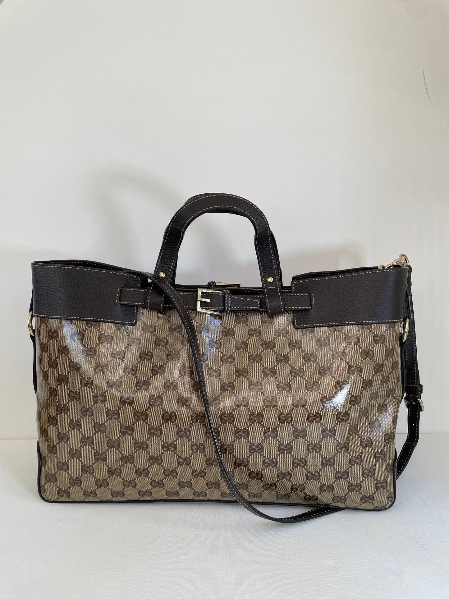 Preloved Gucci GG Crystal Coated Canvas Belted Tote Bag